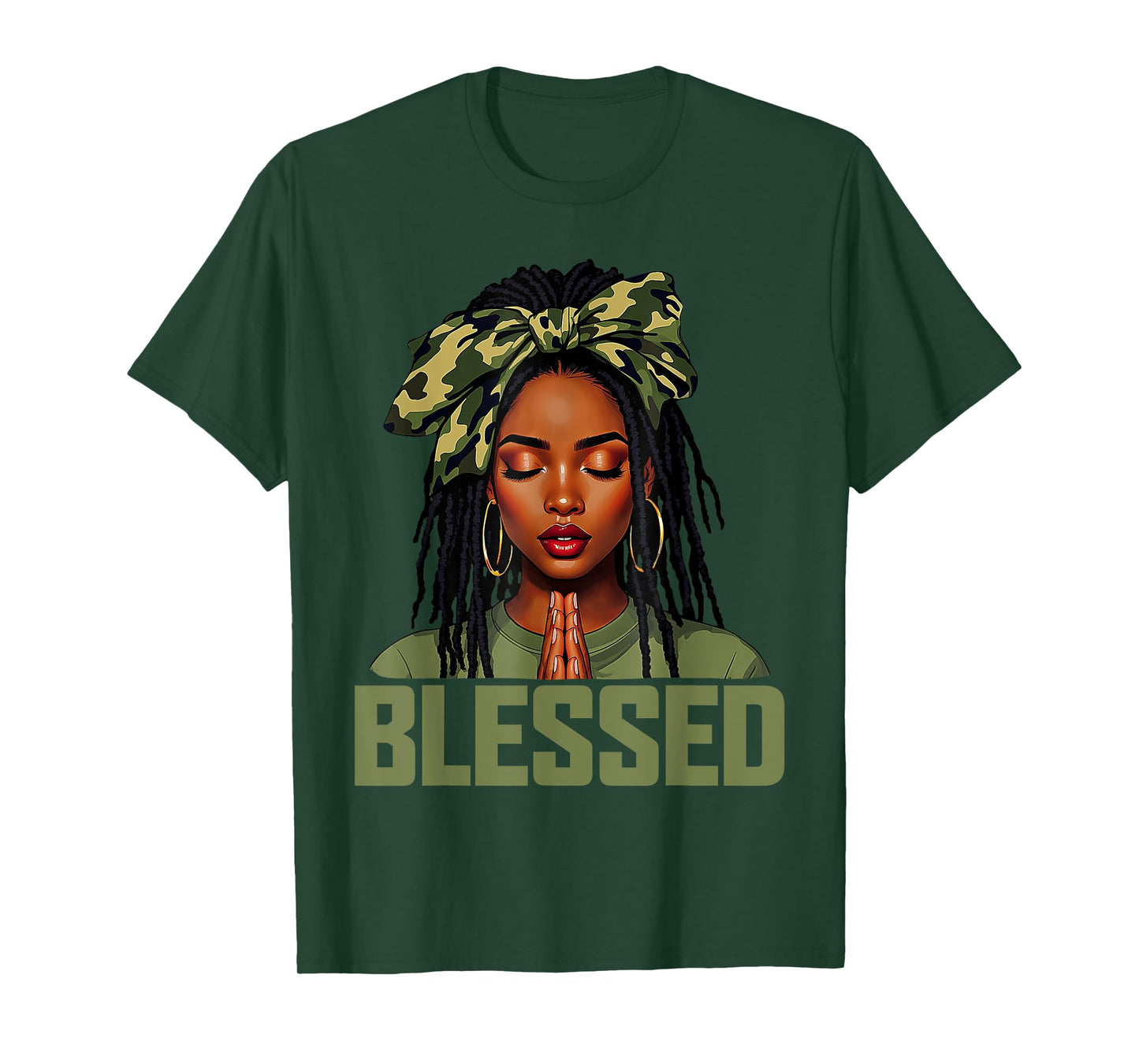 Blessed Black Woman Praying African Christian Camouflage T-Shirt
