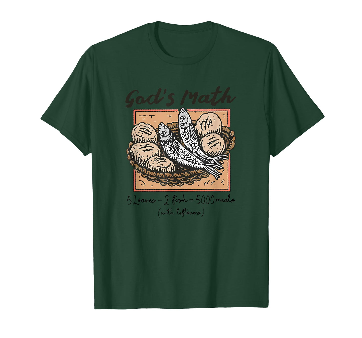 God's Math Loaves Fish Miracle Bible Verse Retro Christian T-Shirt