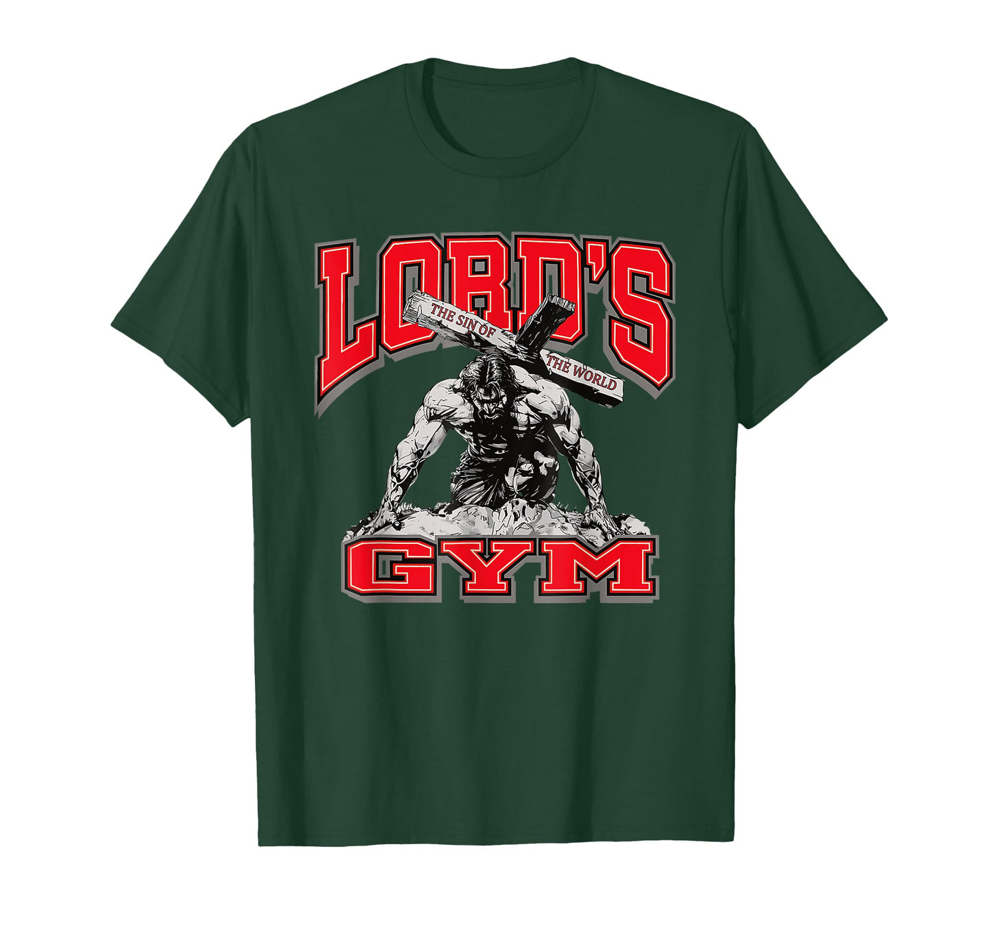 Lords Gym Bench Press The Sin Of The World, Christian Jesus T-Shirt