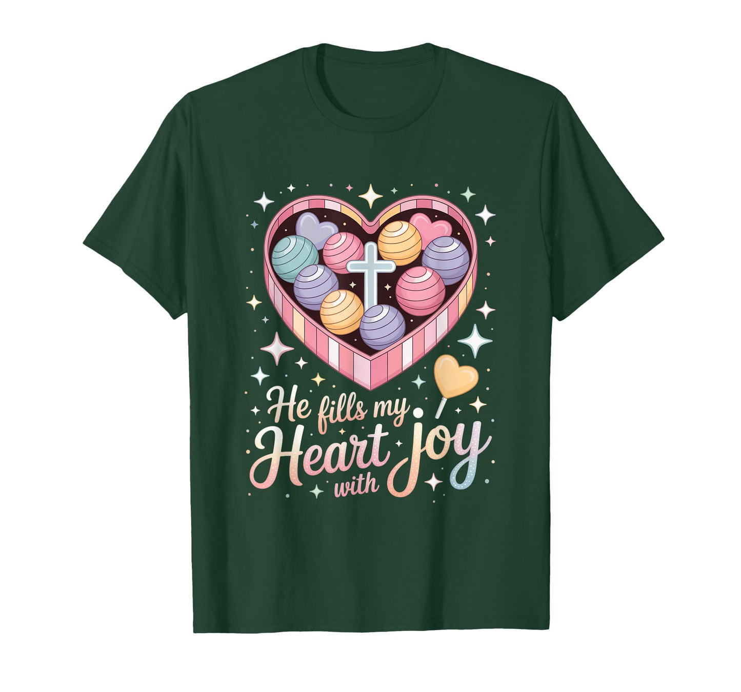 He Fills My Heart with Joy Christian Cross Love T-Shirt