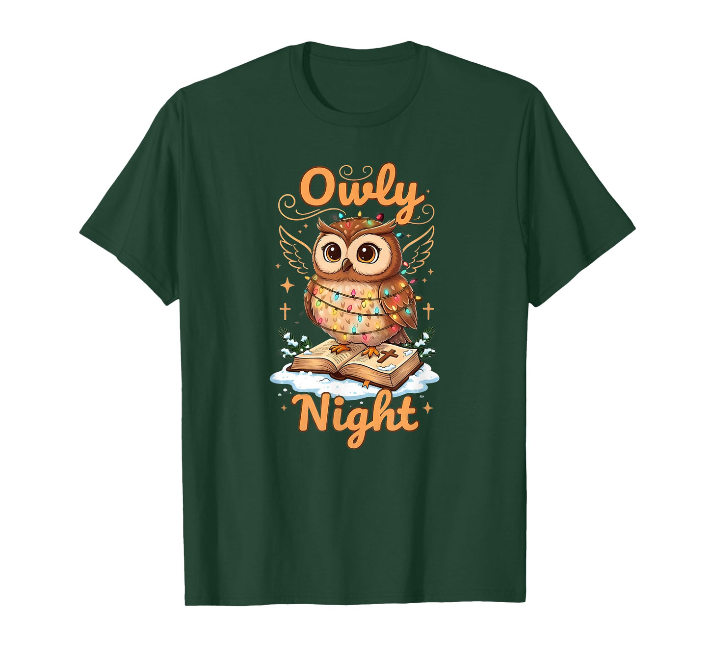 Owly Night Christmas Owl Snowflakes Bible Christian Religion T-Shirt