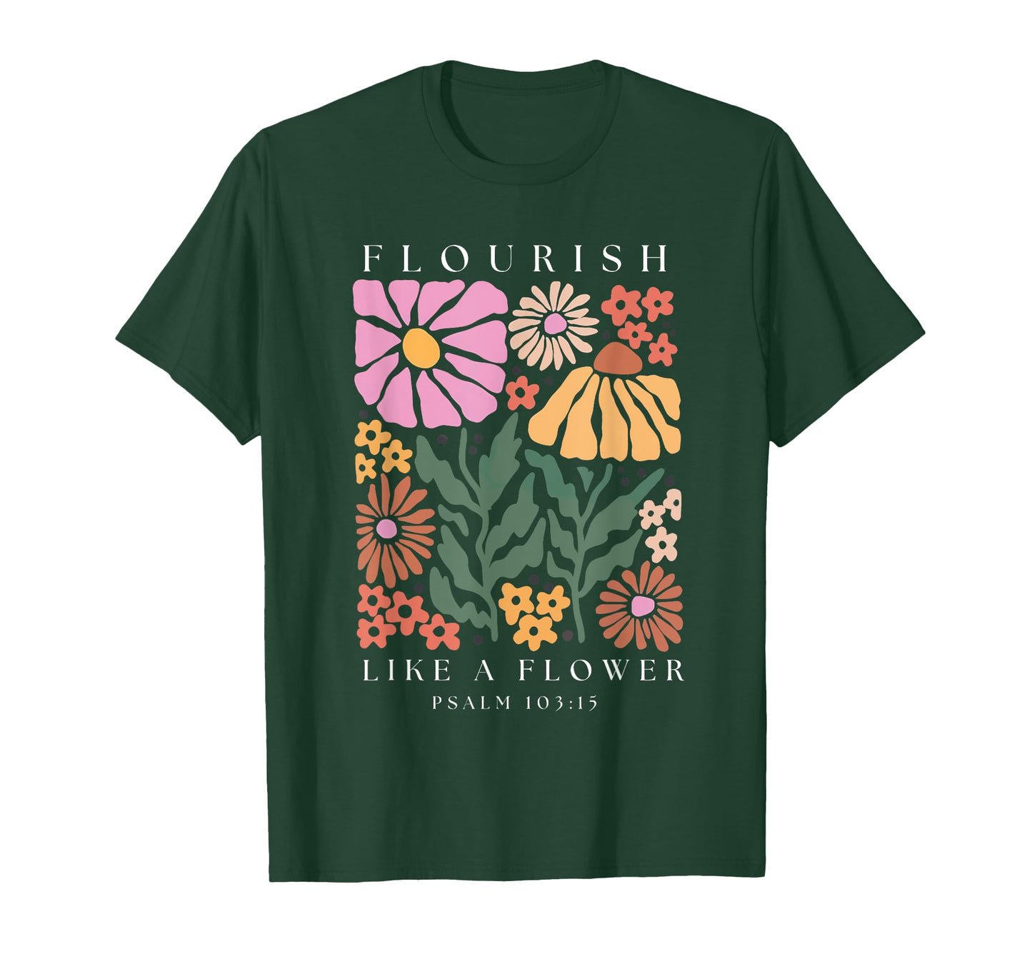 Flourish Boho Christian Shirt Women Bible Verse Jesus Floral T-Shirt