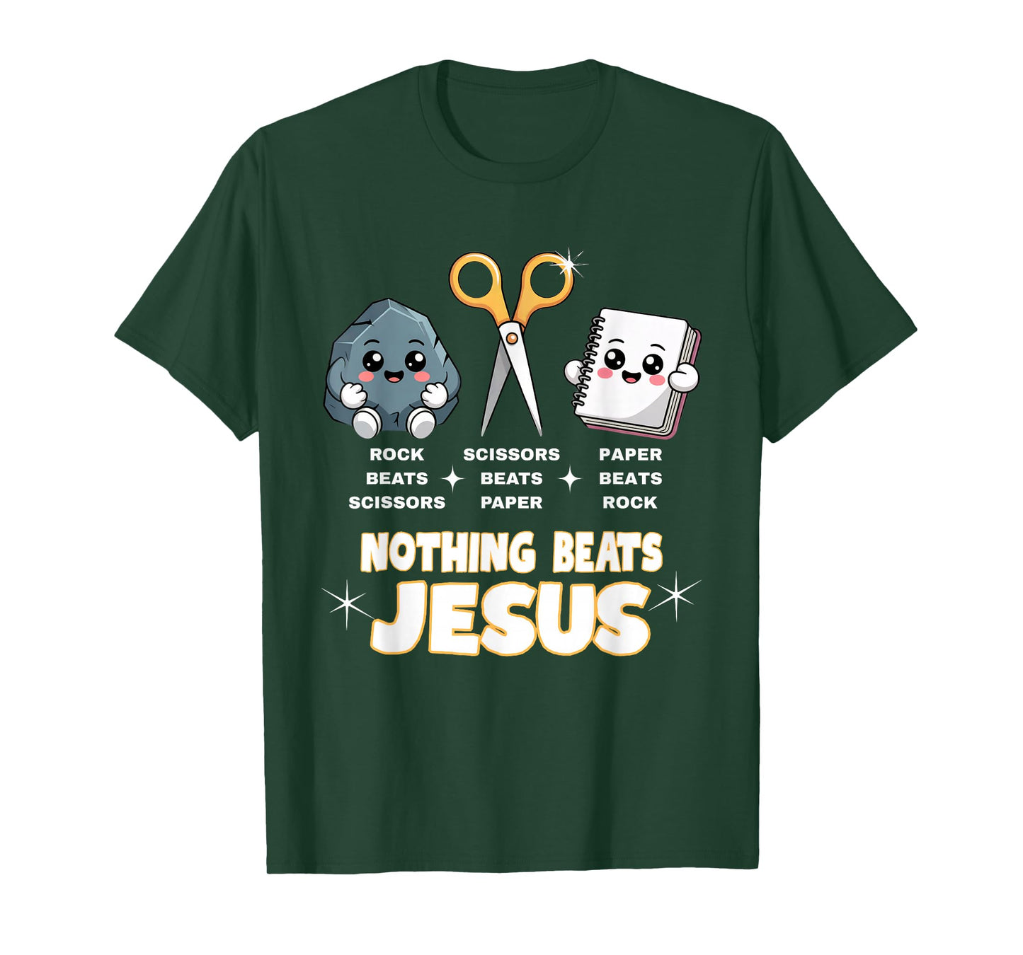 Rock Paper Scissors But Nothing Beats Jesus Funny Christian T-Shirt