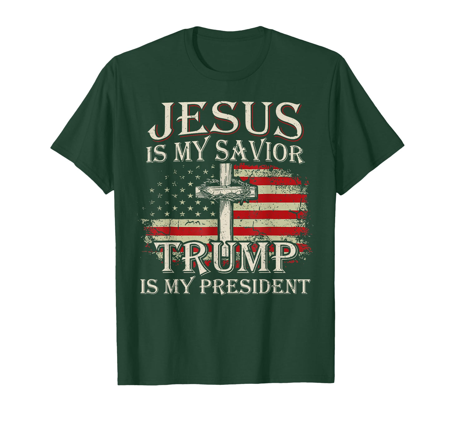 Jesus Is My Savior Trump Is My President American Flag T-Shirt