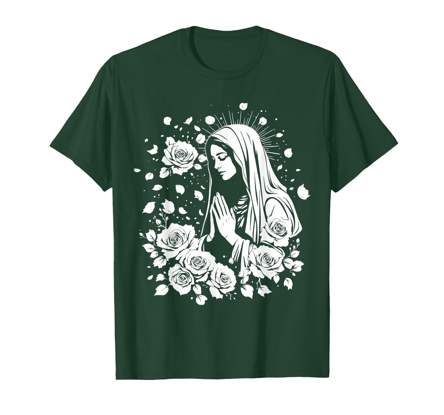 Blessed Mother Mary Mother of Jesus Roses Our Lady Catholic T-Shirt