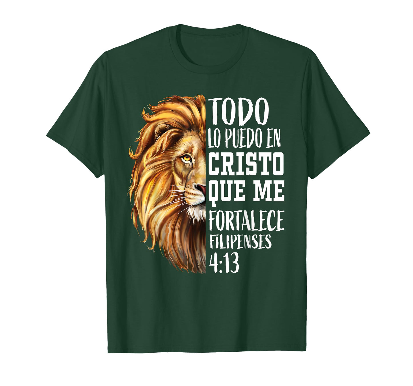 Christian Gift Men Spanish Filipenses 4:13 Verses Lion Judah T-Shirt