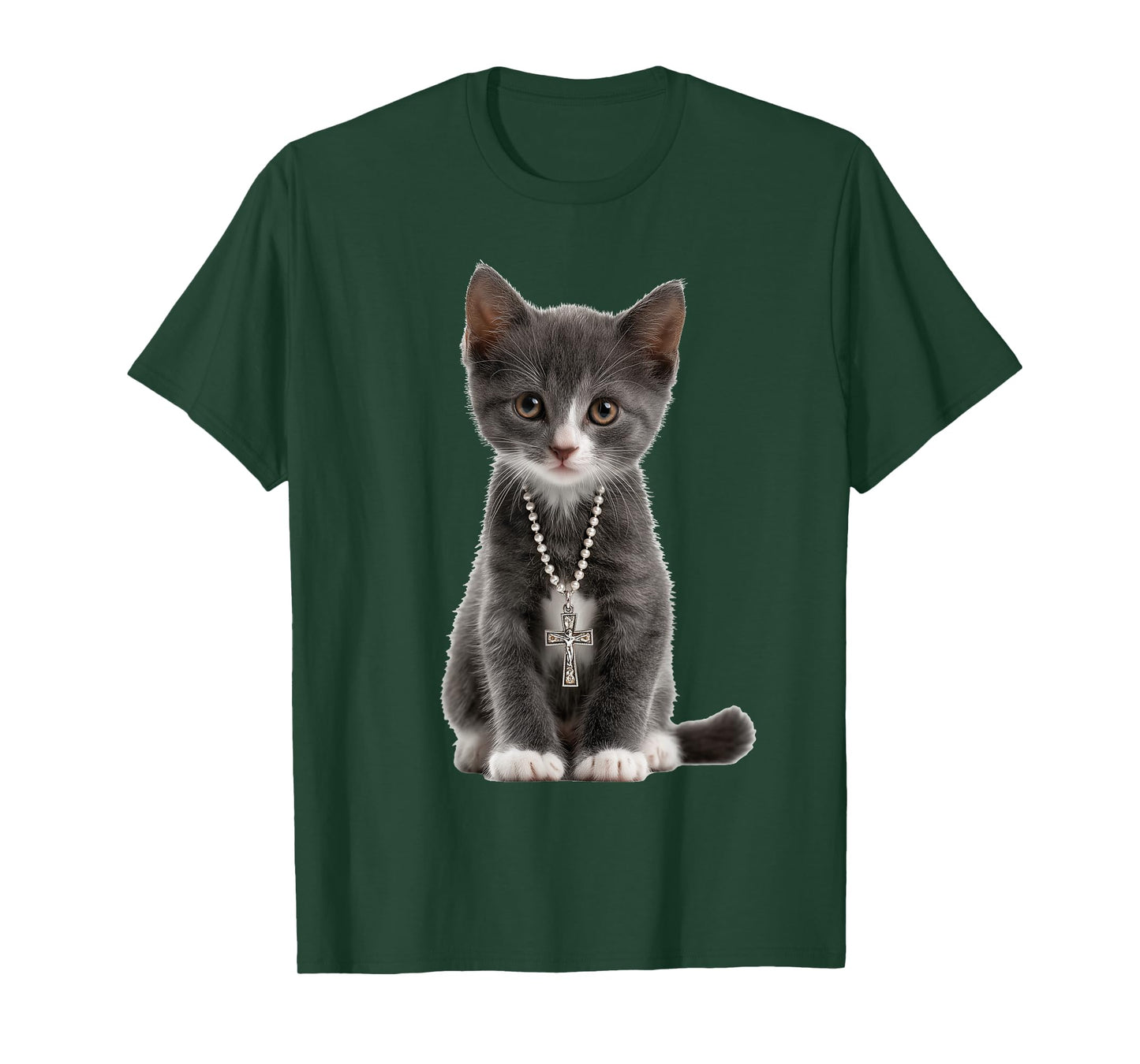 Cat Cross Christian Religious Believe Blessed Faith Graphic T-Shirt