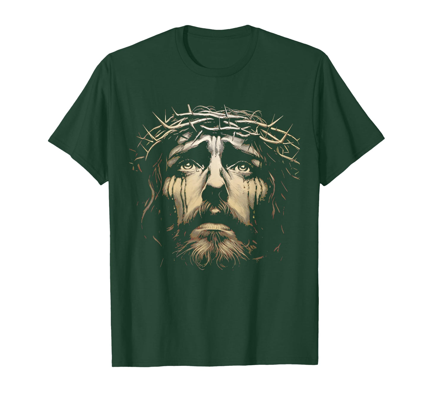 Jesus Christ Face With Crown Of Thorns God Bible Vintage T-Shirt