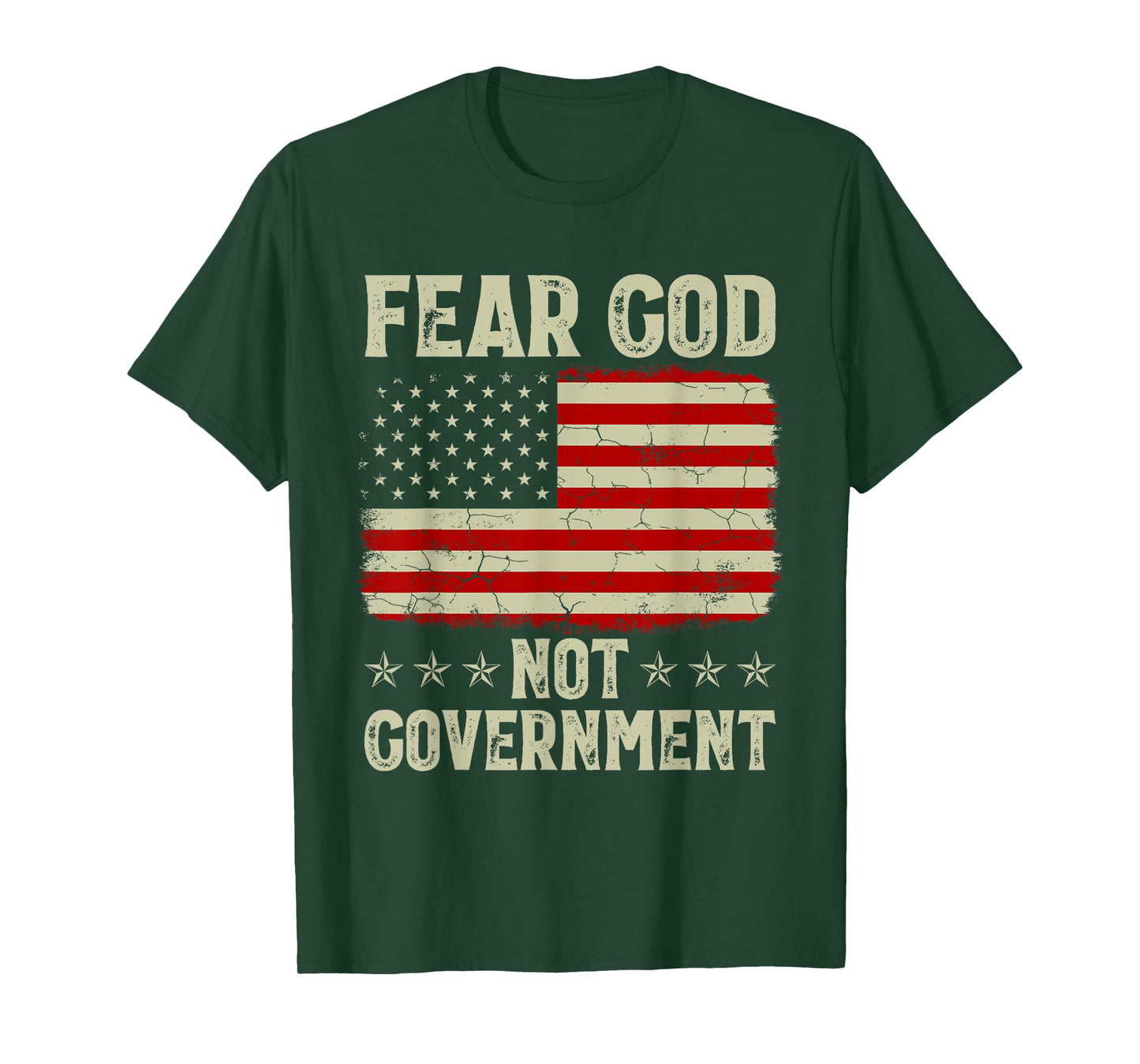 Fear God Not Government Vintage Old American Flag T-Shirt