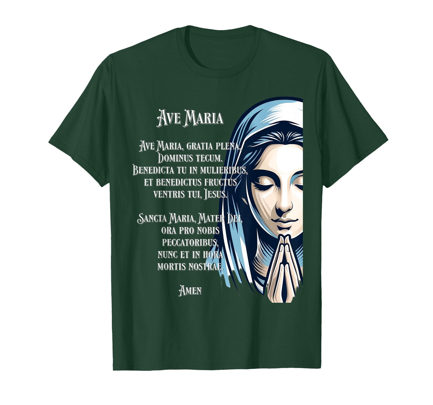 Latin Hail Mary Blessed Mother Rosary Prayer T-Shirt