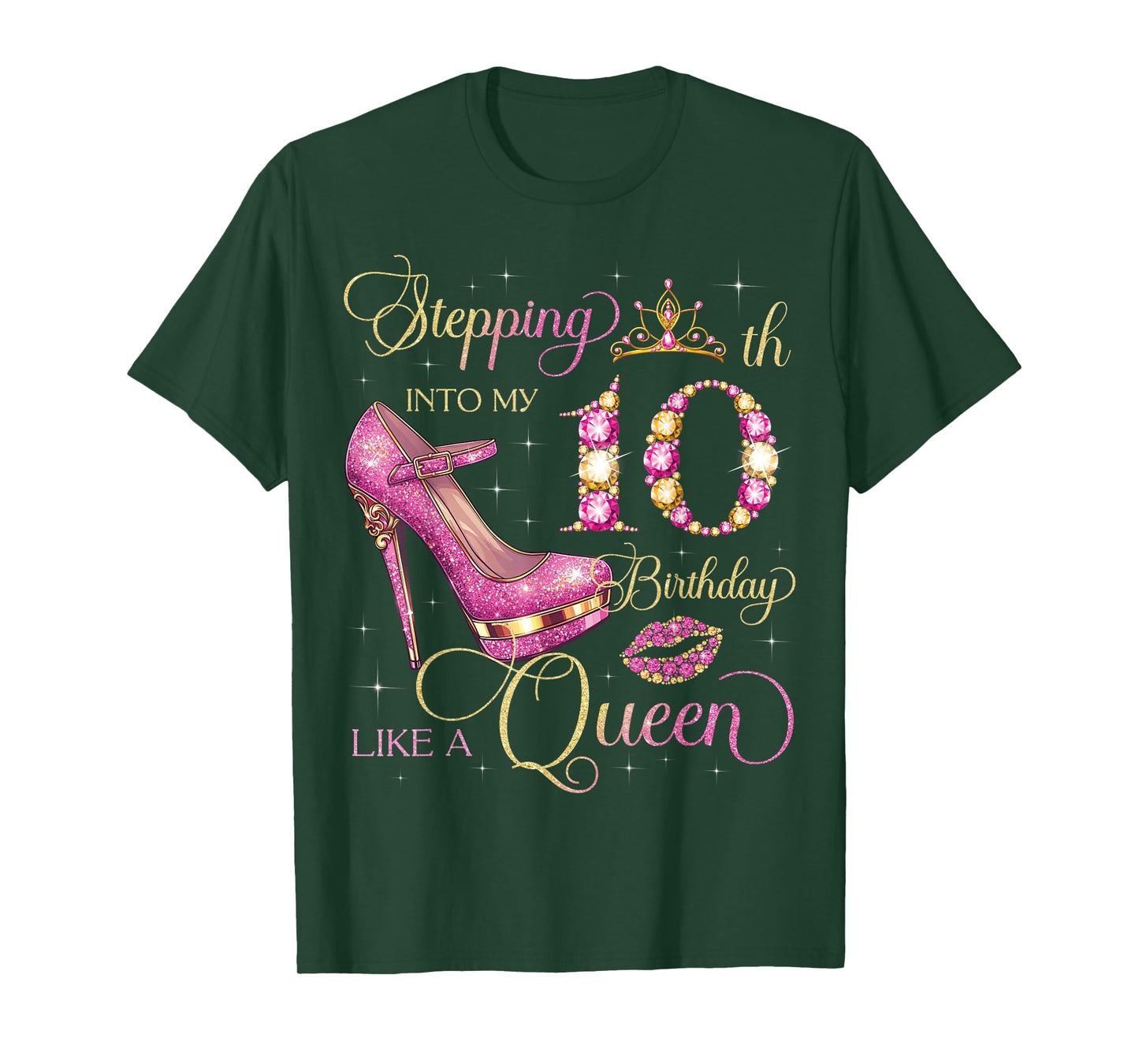 Stepping Into My 10th Birthday Like Queen 10 Years Old Girl T-Shirt
