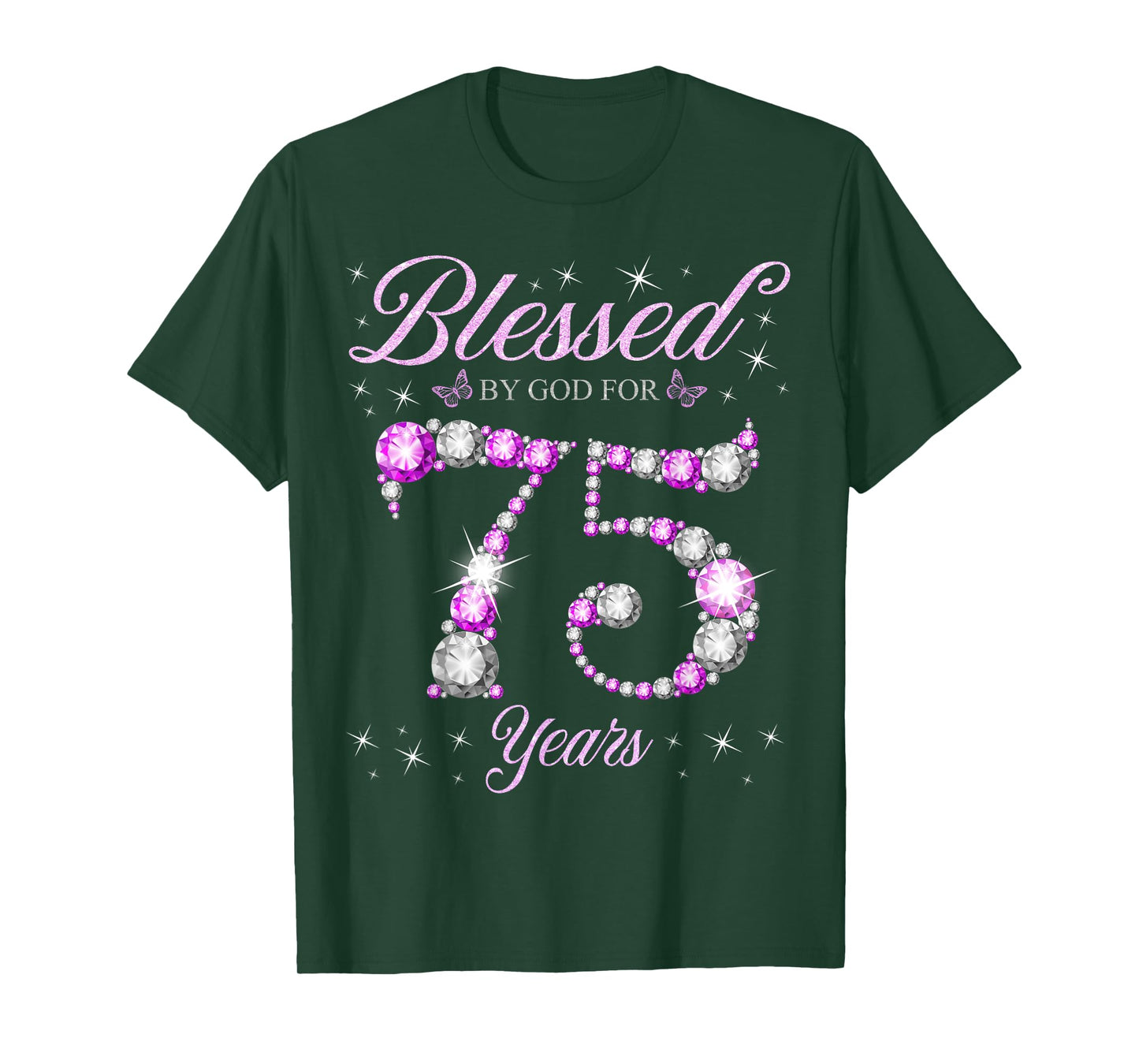 Blessed By God For 75 Years Old 75th Birthday B-Day Party T-Shirt