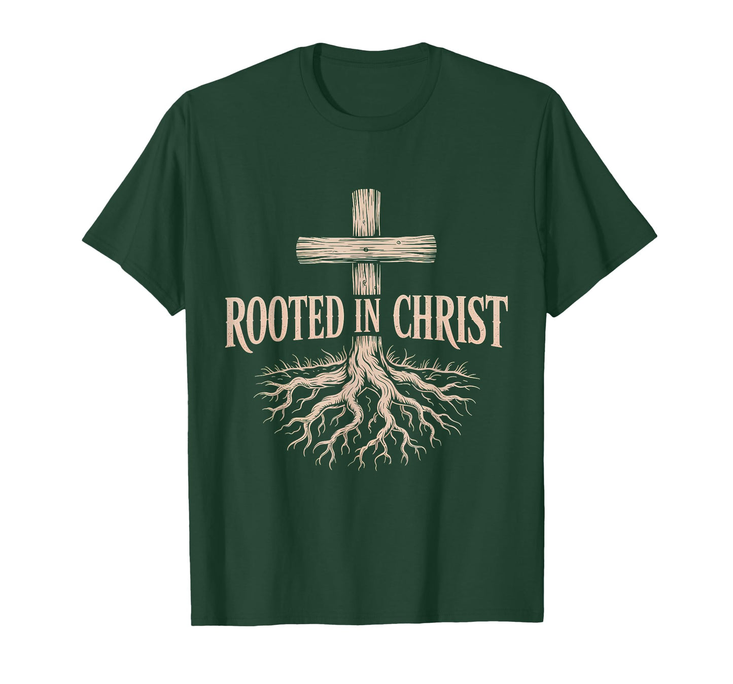 Rooted in Christ Jesus Christian Faith Cross T-Shirt