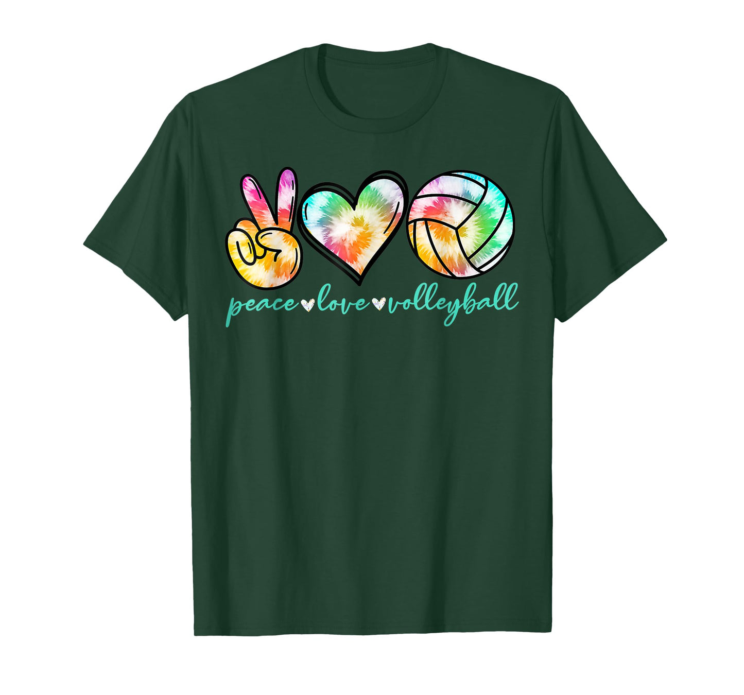 Peace Love Volleyball Player Tie Dye Style Women Teen Girls T-Shirt
