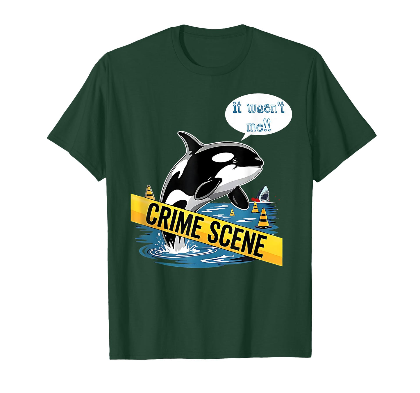Funny Shark Crime Scene Orca Killer Whale Kawaii Sea Panda T-Shirt