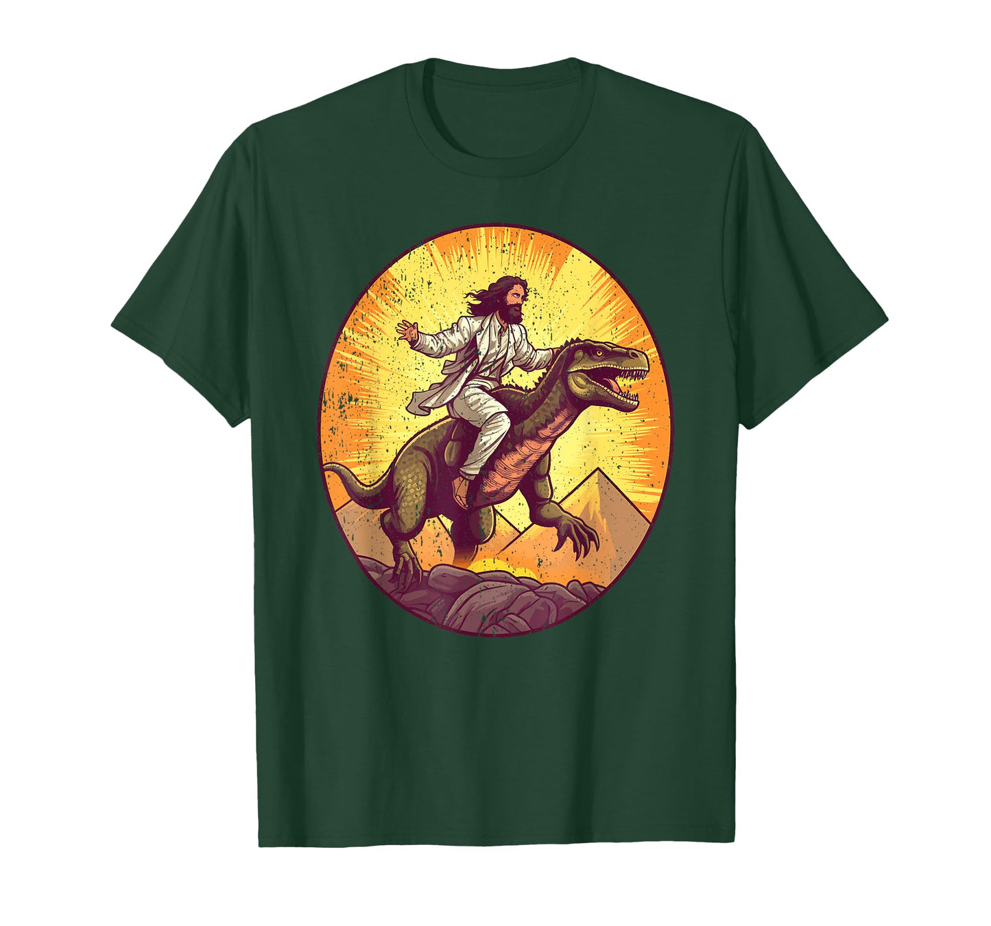 Jesus Riding T-Rex I Jesus Christ On Dinosaur T-Shirt