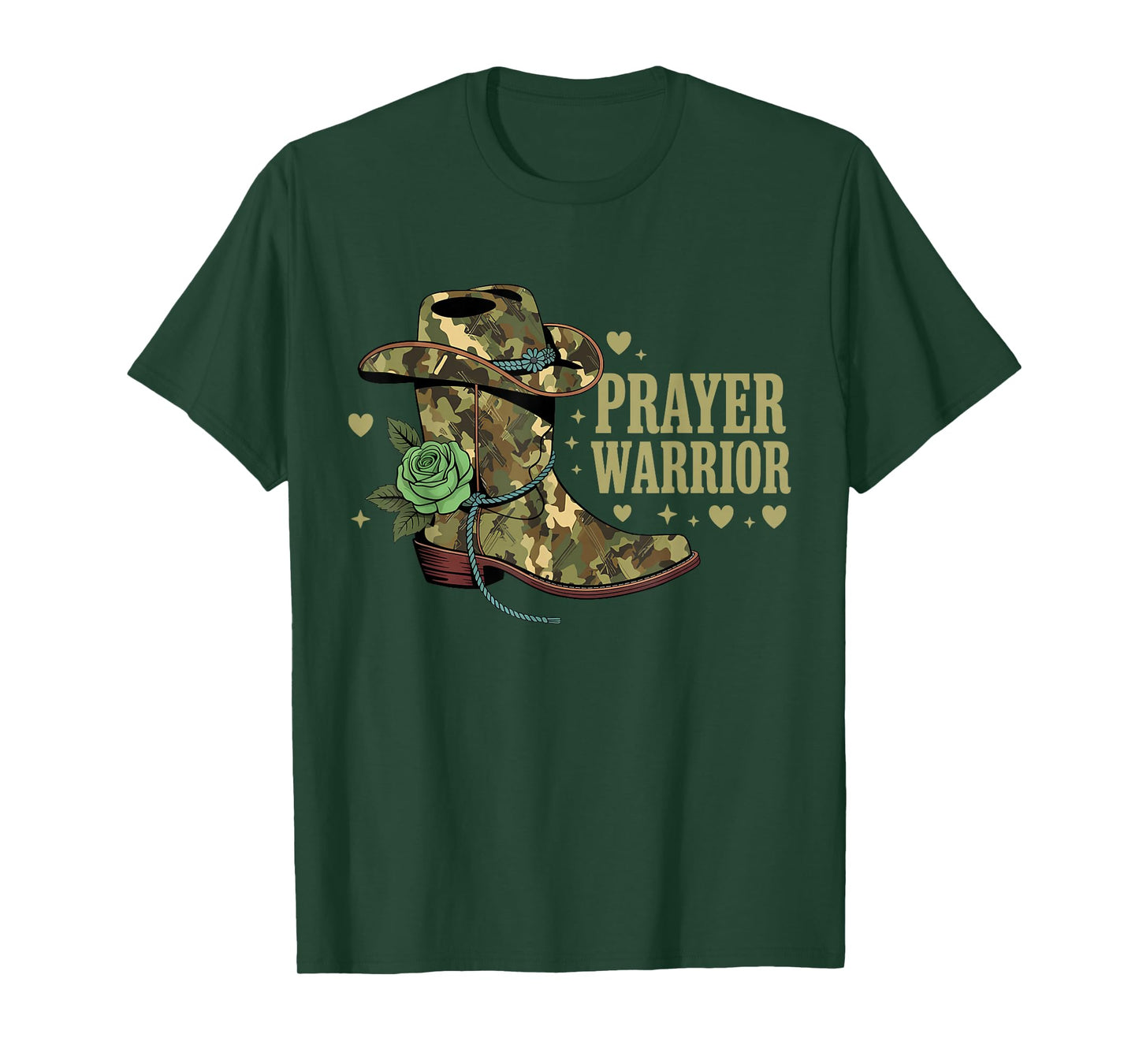 Boots Hat Prayer Warrior Faith God Jesus Christian Western T-Shirt