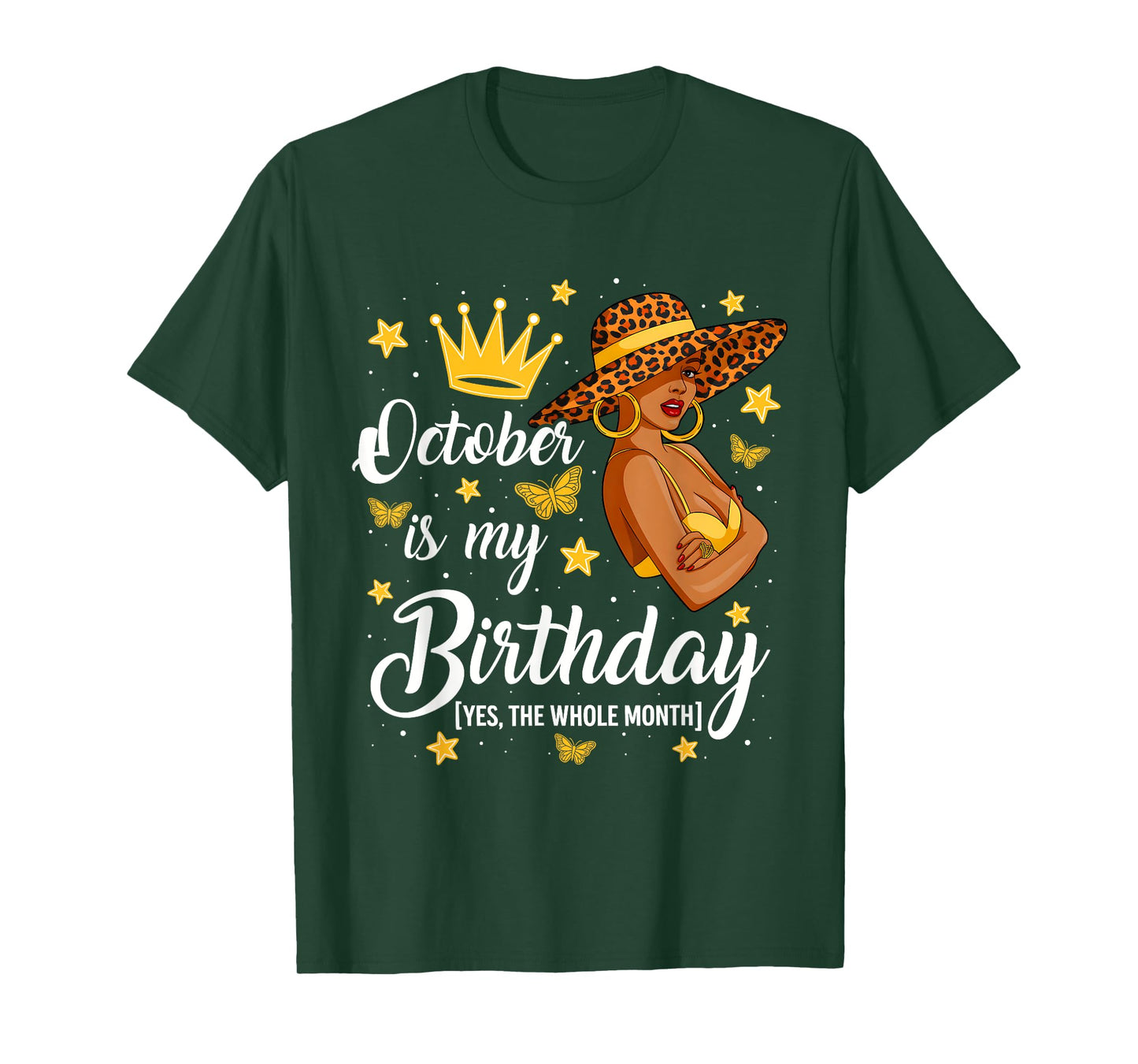 October is My Birthday African American Woman Birthday Queen T-Shirt