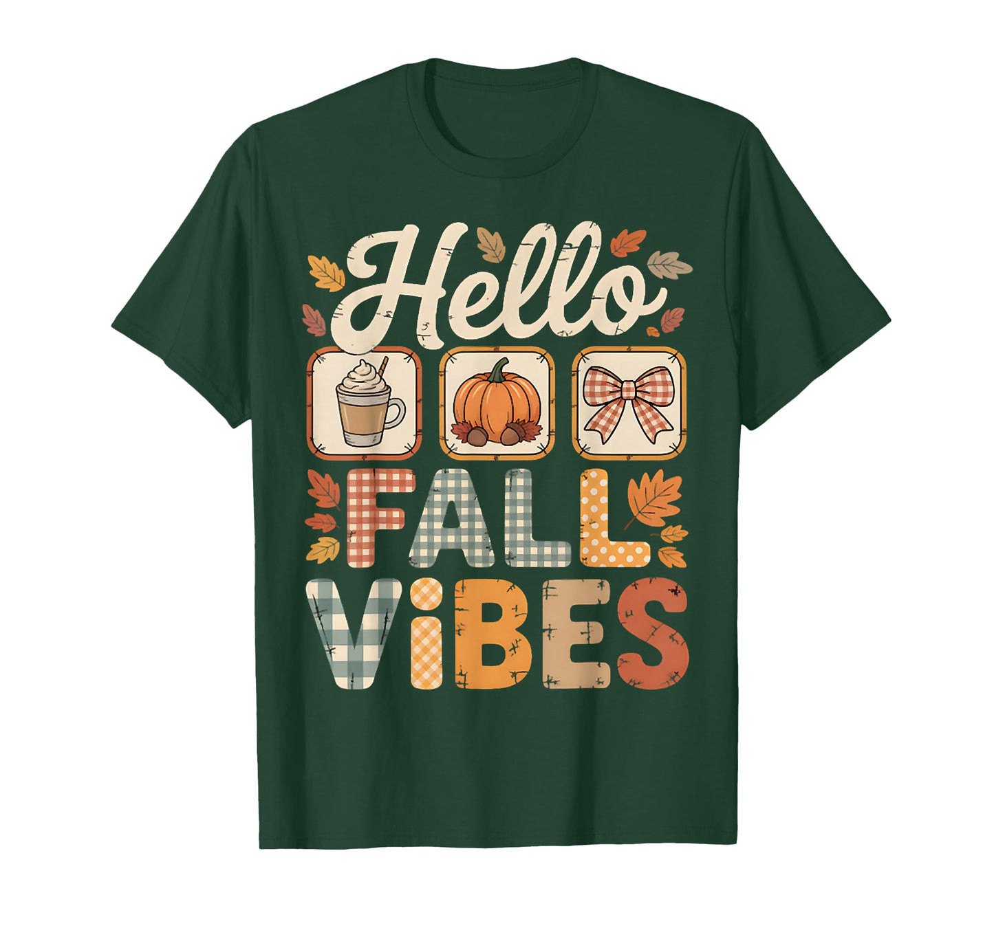 Hello Fall Vibes Autumn Pattern, Autumn Vibes Thanksgiving T-Shirt