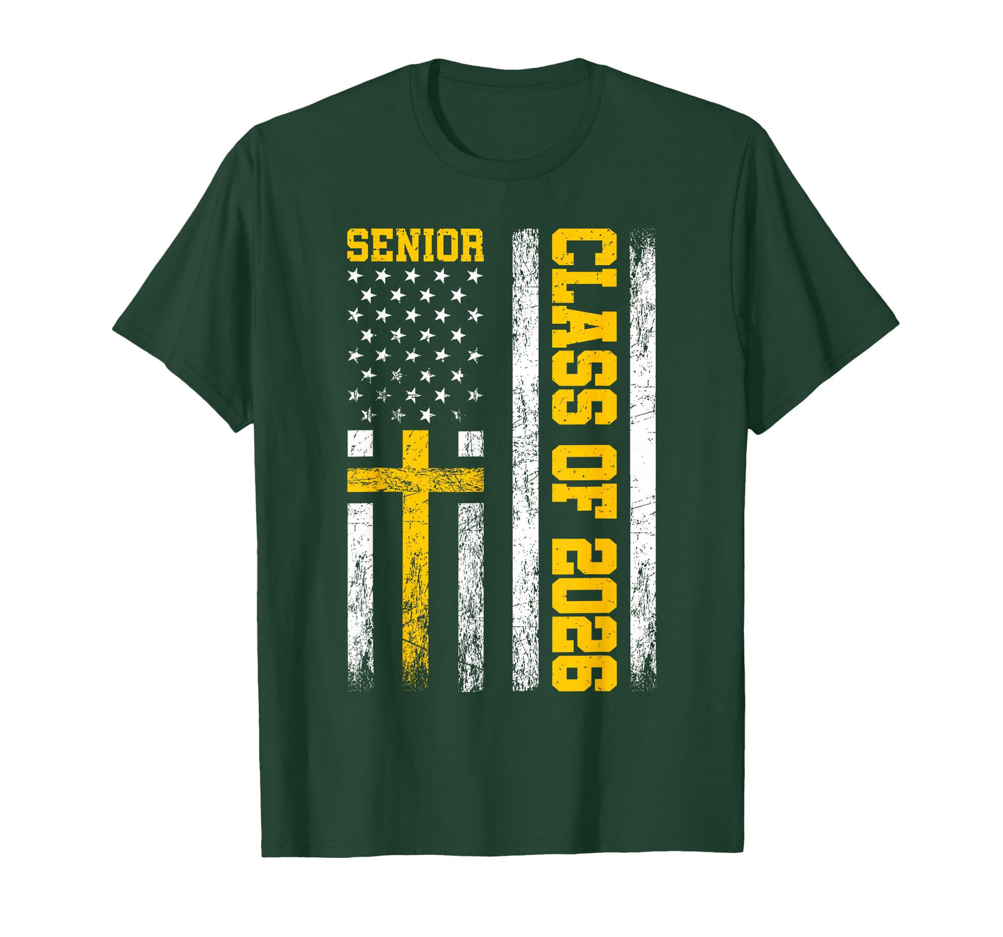 Senior Class of 2026 USA Flag Cross Christian Senior 2026 T-Shirt