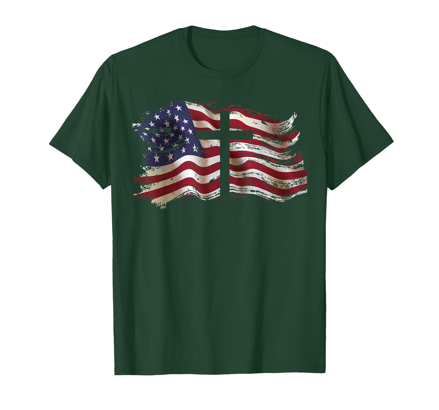 American Flag Cross for Patriotic USA Christians God Faith T-Shirt