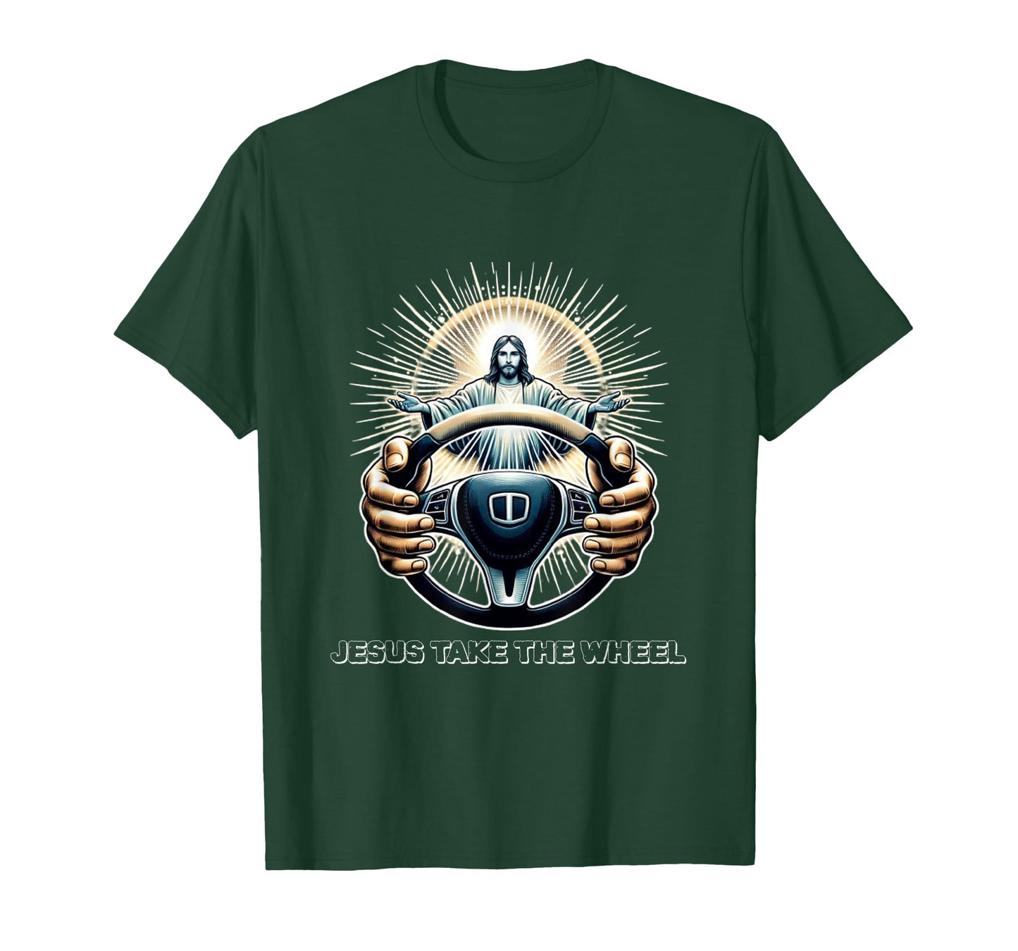 Faithful Sapparelring Co.-Jesus Take The Wheel Jesus Take The Wheel: Divine Guidance-Christian-Faith-Bible T-Shirt