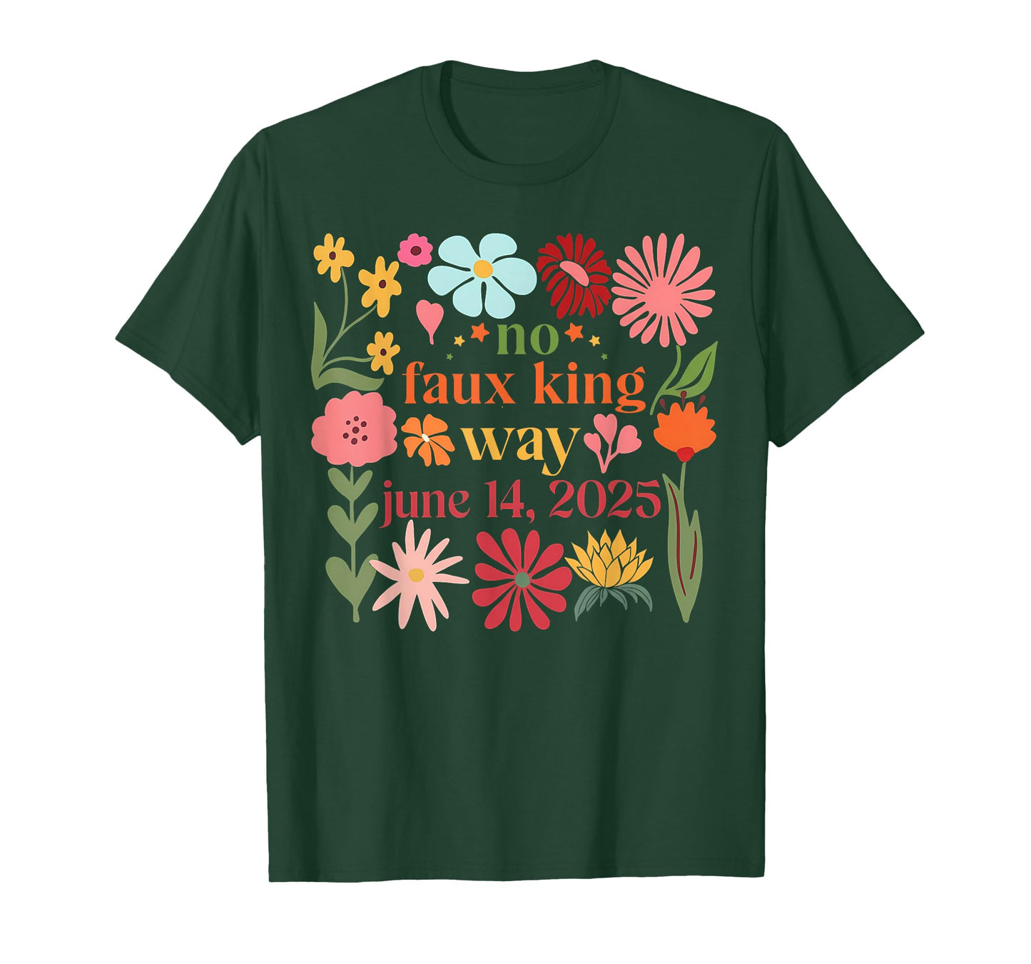No Faux King Way Resist 70s Retro Floral Womens T-Shirt