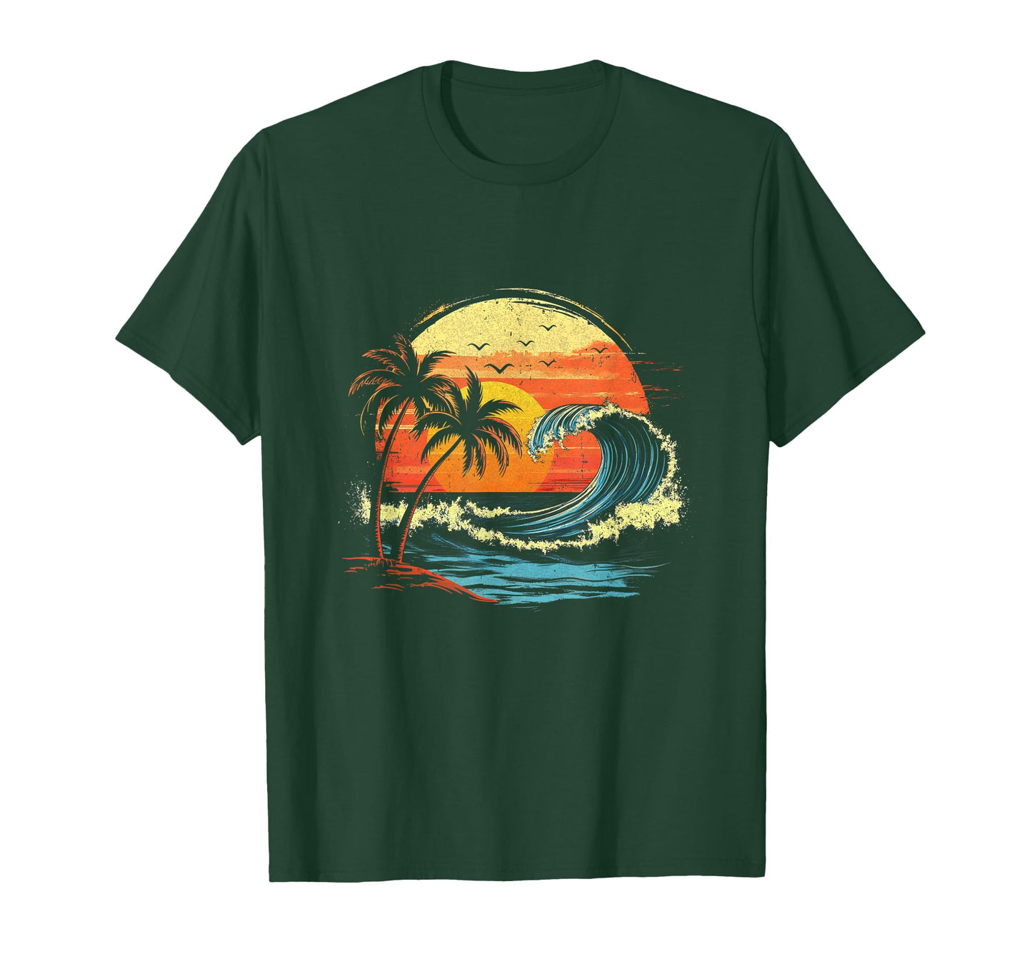 Retro Sunset Tropical Vintage Beach Palm Tree For Men Women T-Shirt