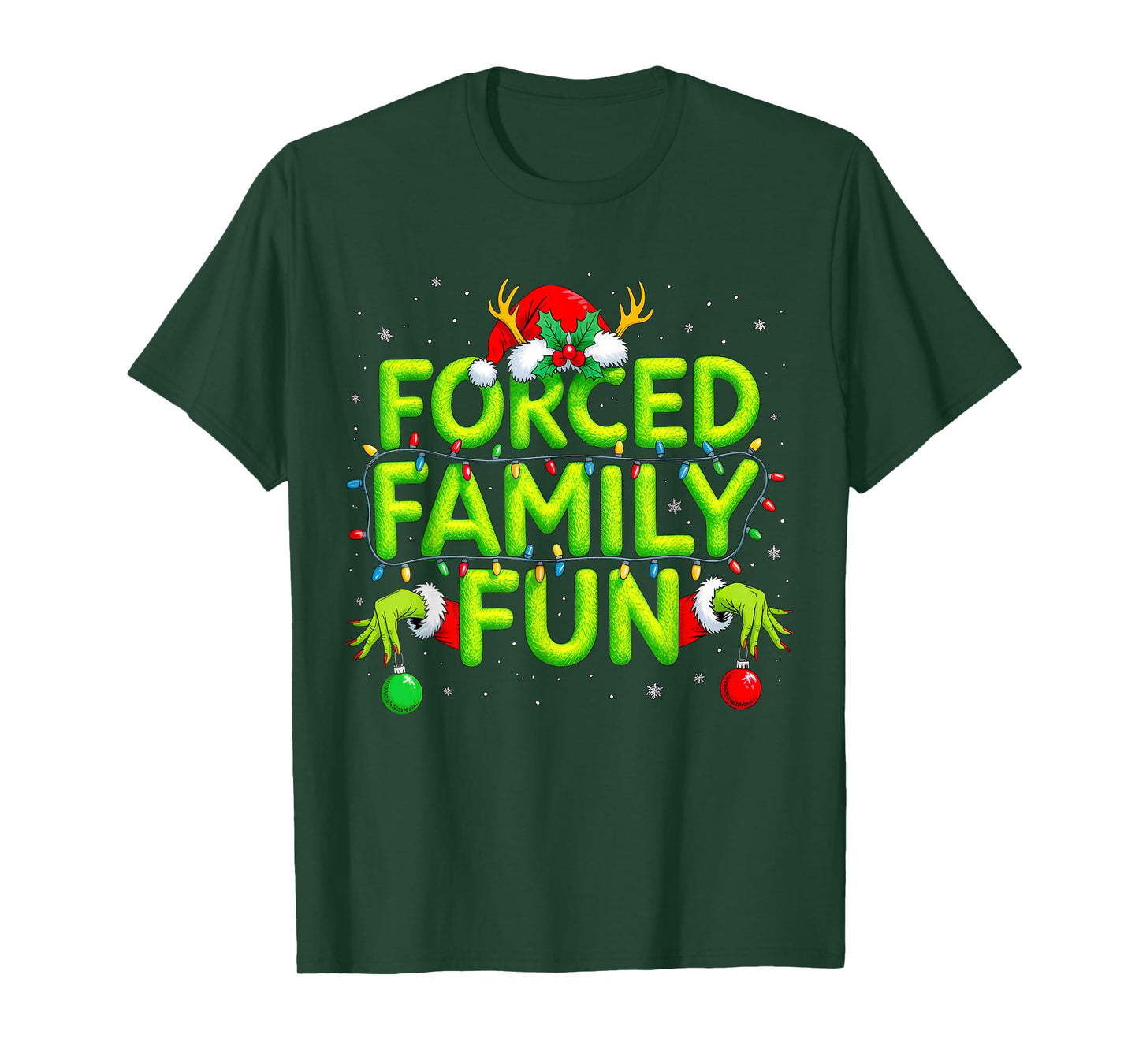 Funny Forced Family Fun Christmas Holiday Shirt Men Kids Boy T-Shirt