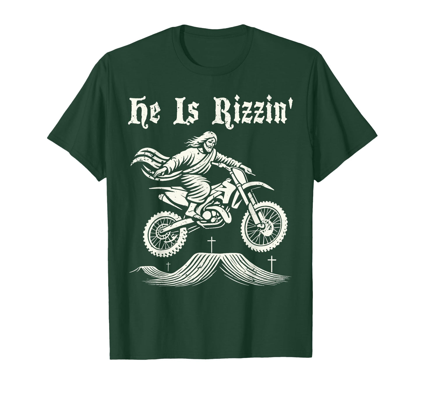 Funny jesus christ motocross dirt bike he's rizzin' easter T-Shirt