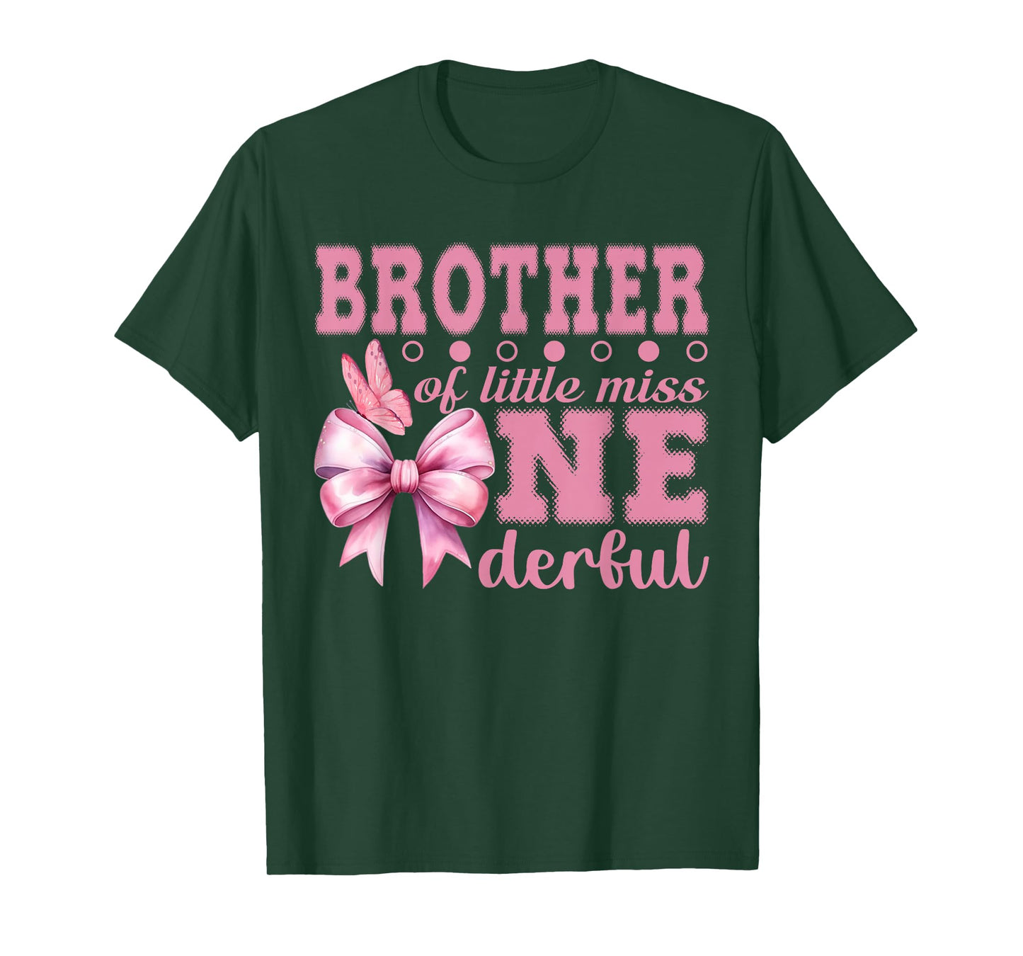 Brother of Little Miss Onederful First Birthday Pink Bow T-Shirt