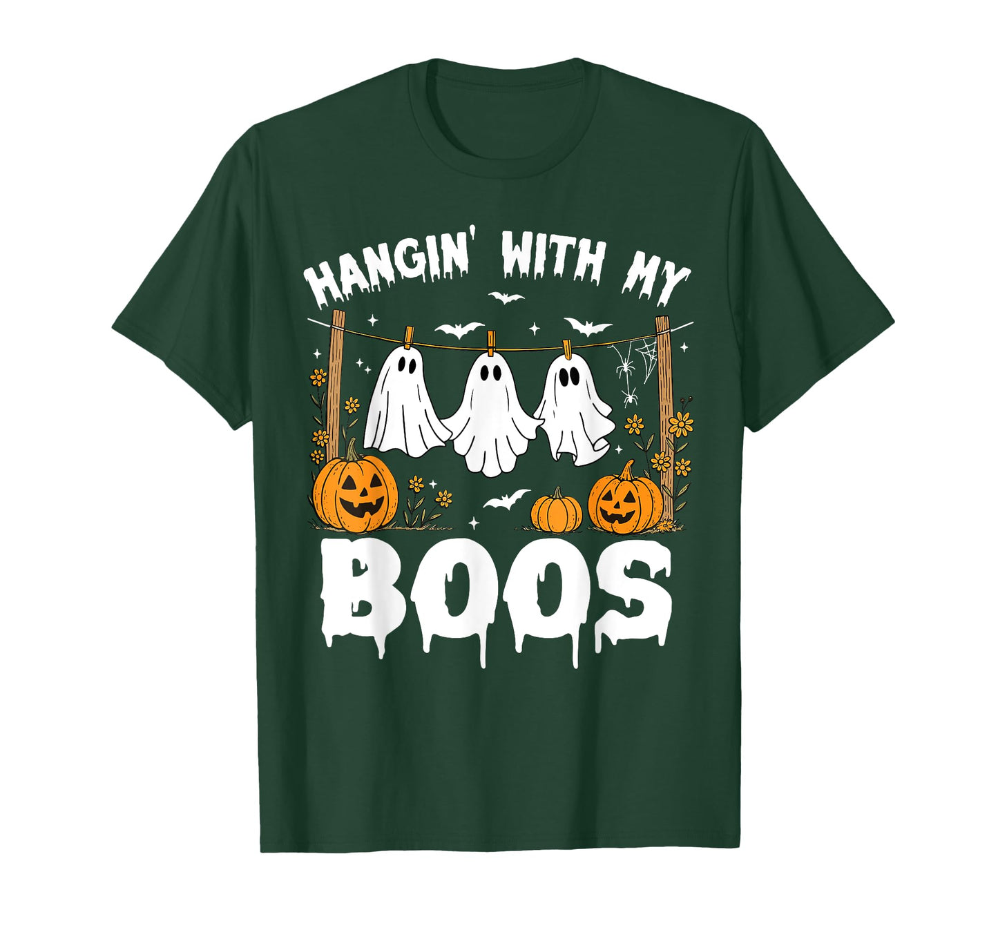 Halloween Quote Hanging with My Boos Funny Ghost Pumpkin T-Shirt