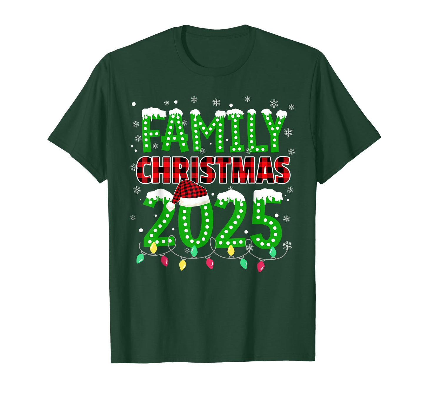 Family Christmas 2025 Xmas Lights Santa Pajamas Holiday T-Shirt