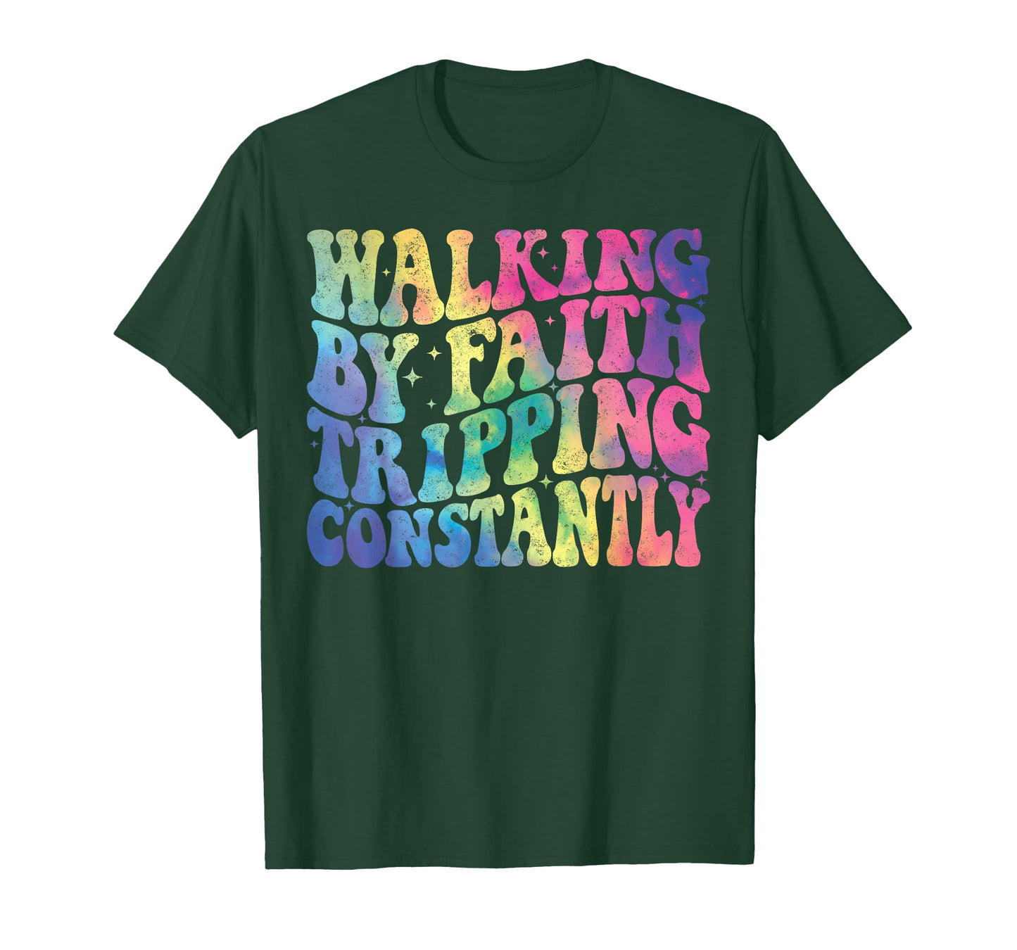 Walking by Faith Tripping Constantly Groovy Jesus Christian T-Shirt