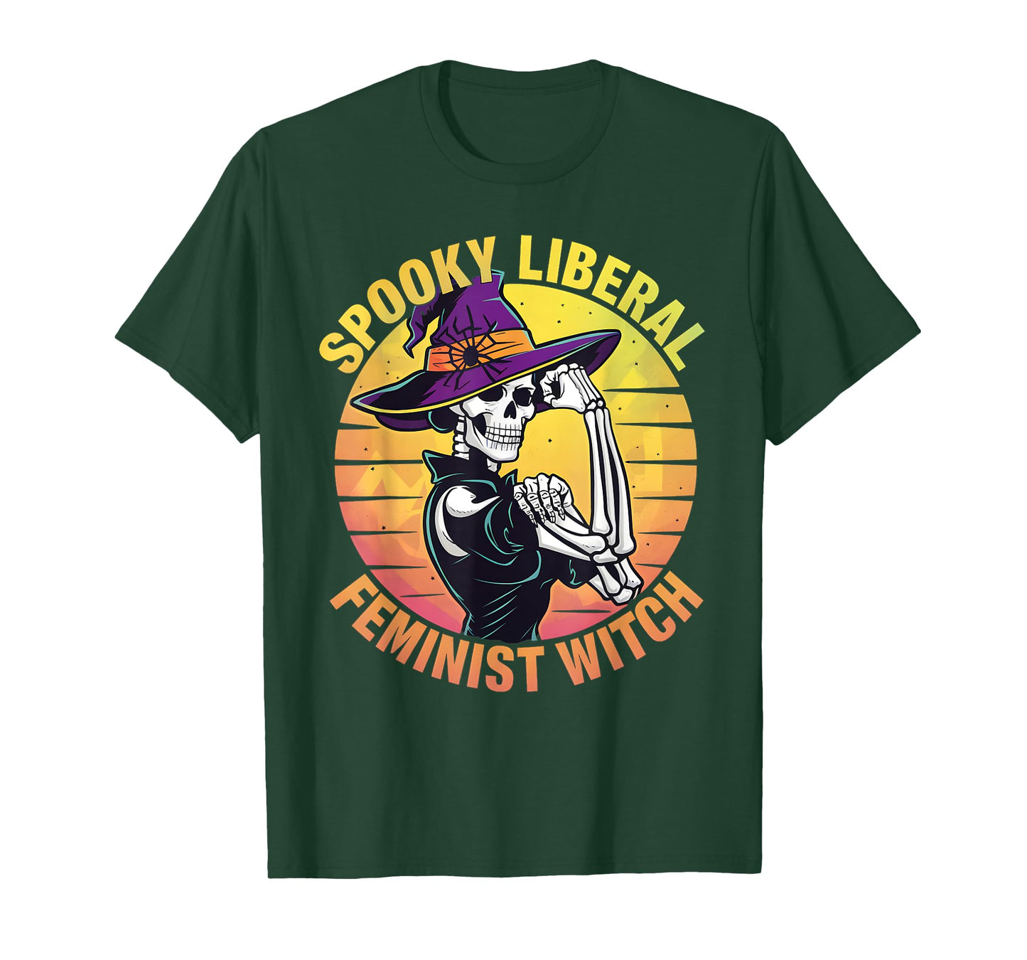 Halloween Skeleton Spooky Liberal Feminist Witch For Women T-Shirt