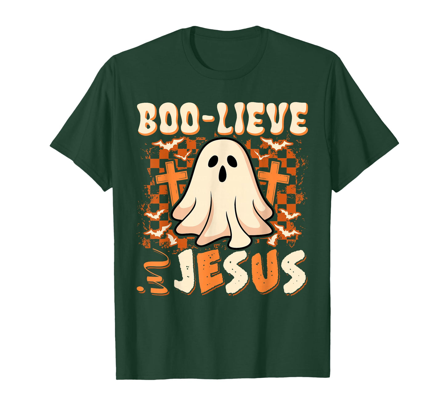 Boo-Lieve in Jesus Christian Halloween Ghost Boo Funny T-Shirt