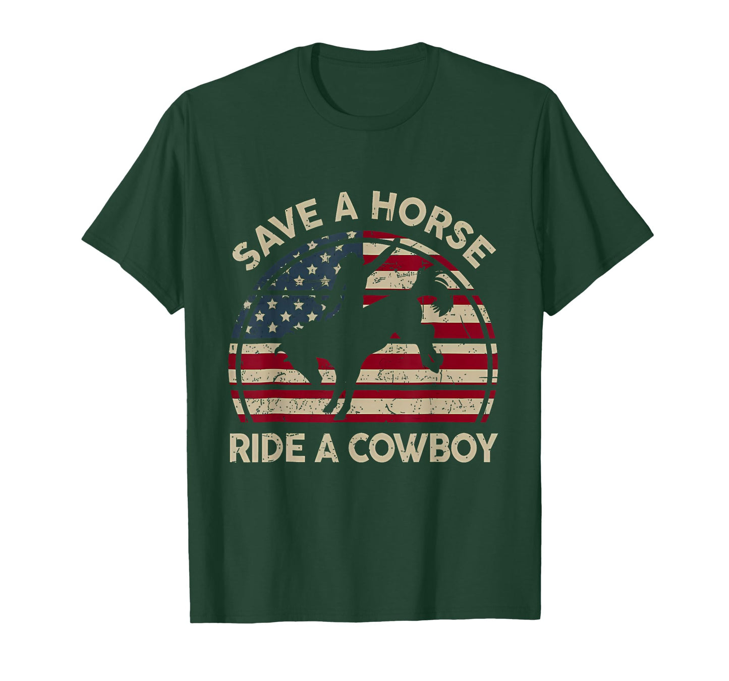 Vintage Rodeo Cowboy Western Country Horse USA Patriotic T-Shirt