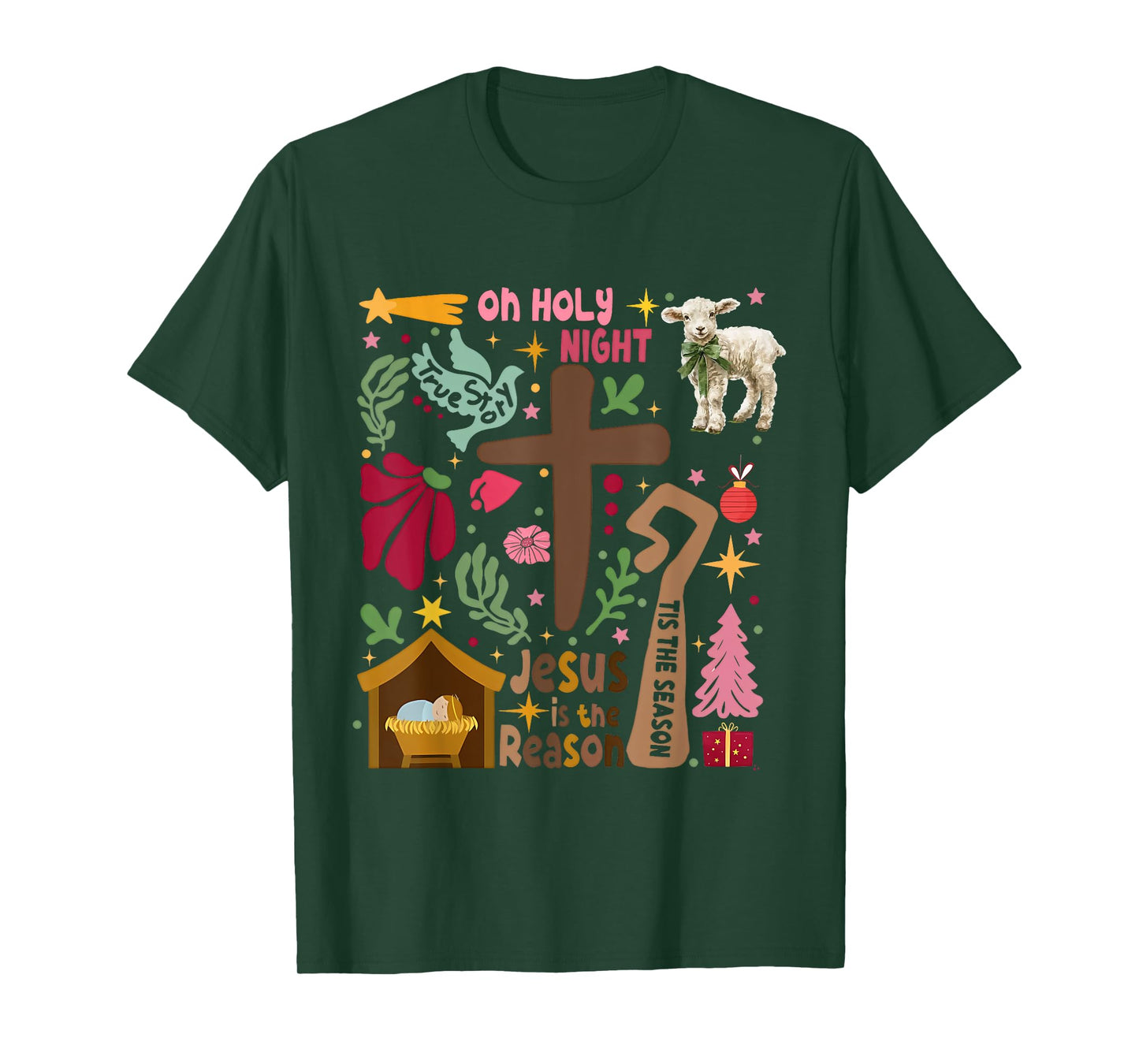 Jesus Christmas Christian Nativity Scene Christian Christmas T-Shirt