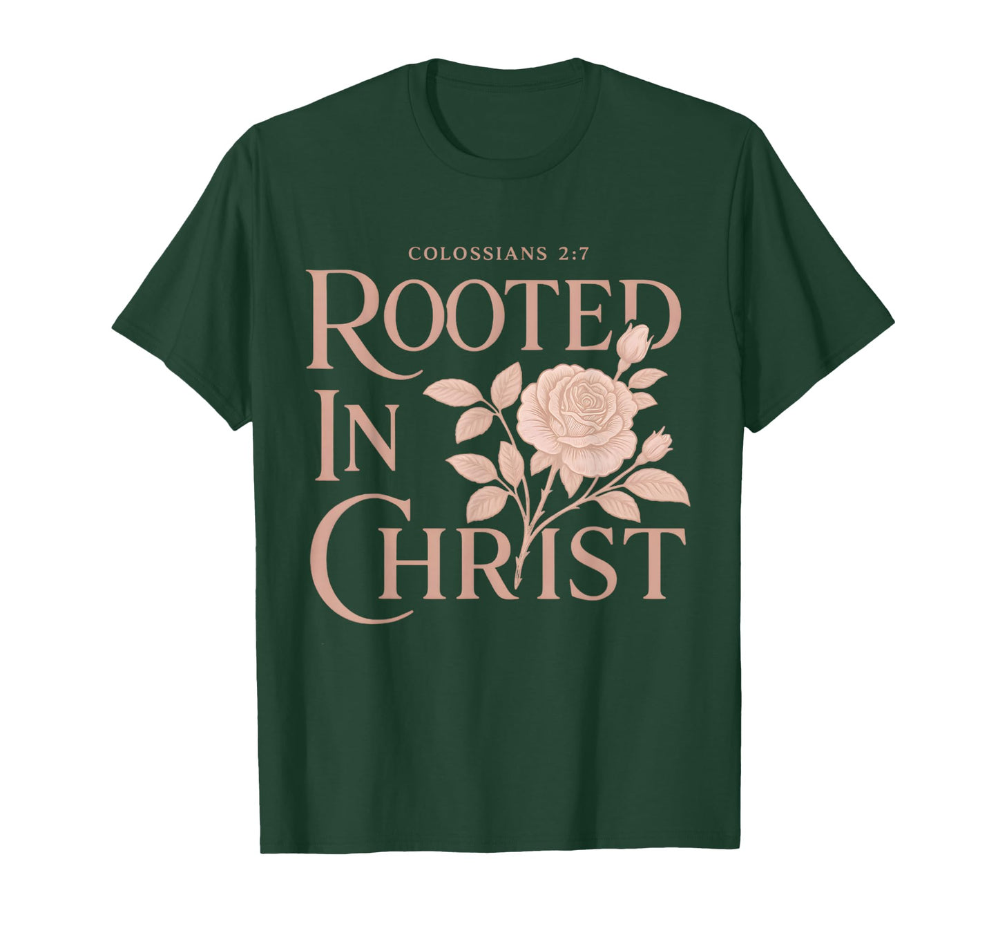Rooted in Christ Boho Floral Christian Bible Verse T-Shirt