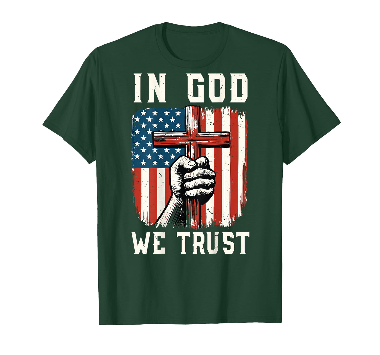 Back in God We Trust Patriotic Christian Faith American Flag T-Shirt