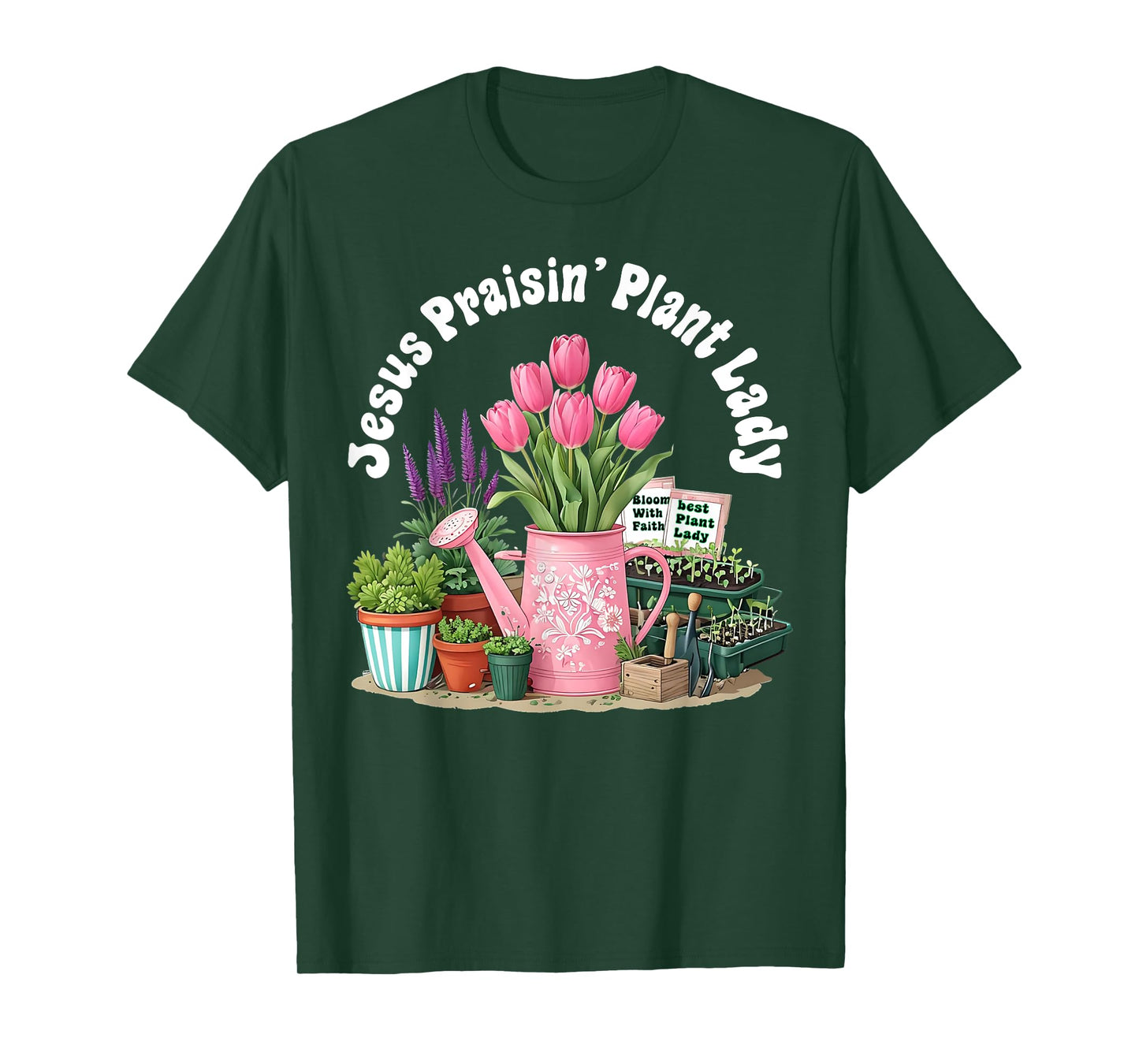 Jesus Praising Plant Lady - Christian Jesus Lovers Plant T-Shirt