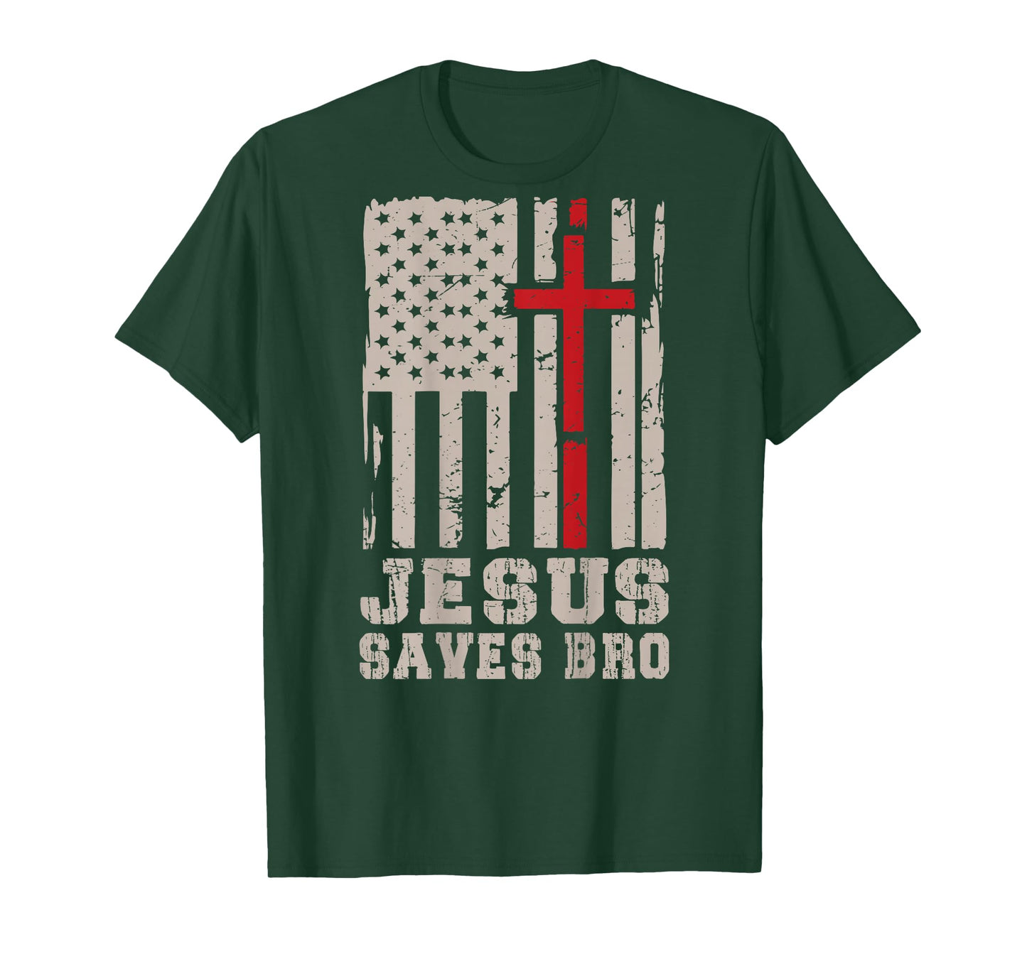Jesus Save Bro Faith Christian Patriotic Cross American Flag T-Shirt