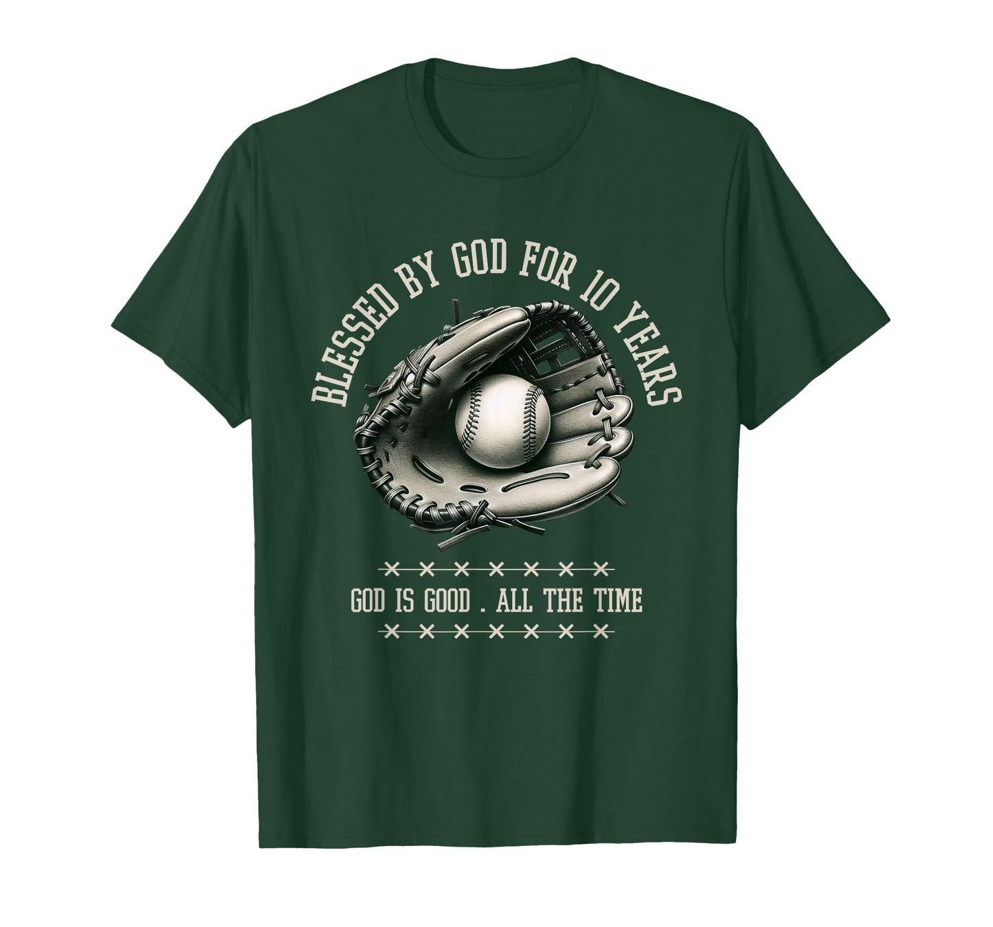 Blessed by God for 10 Years Old Baseball 10th Birthday Gifts T-Shirt