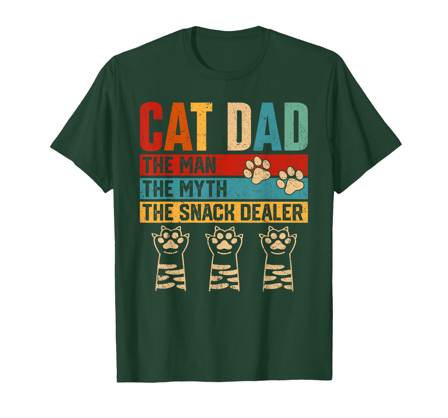 Vintage Cat Dad The Man Myth Snack Dealer Funny Fathers Day T-Shirt