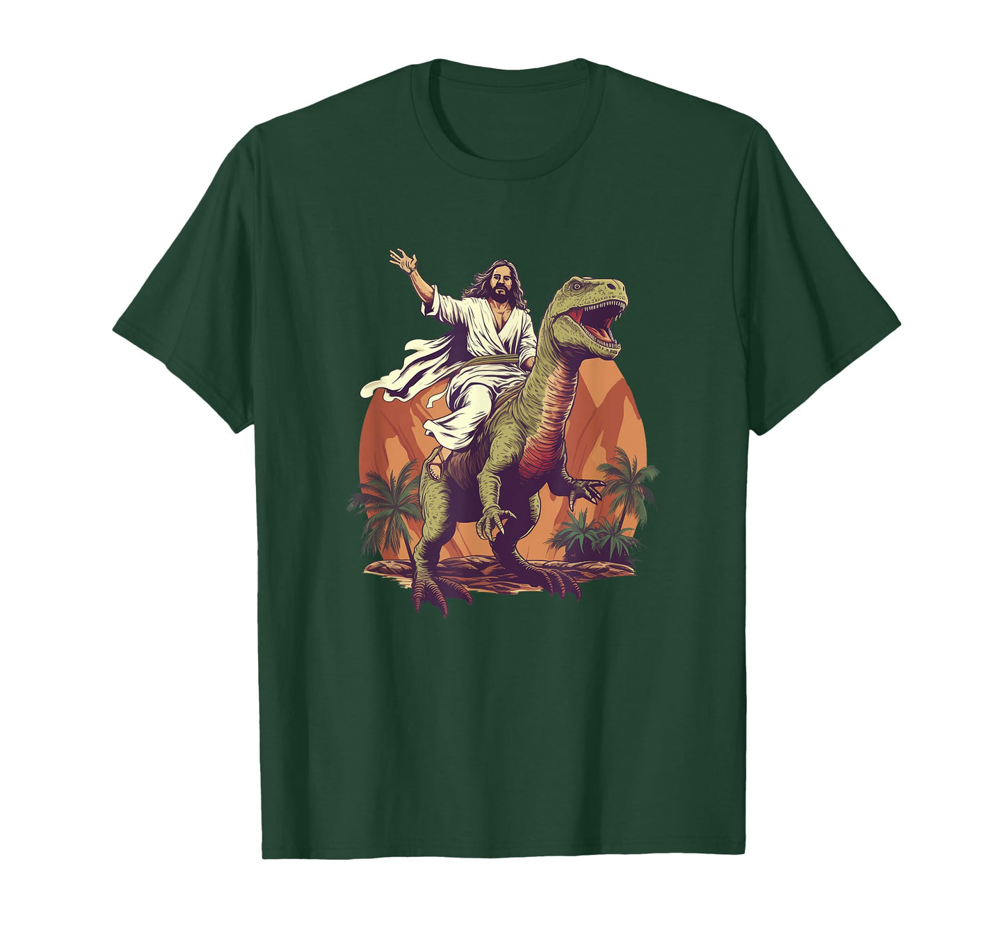 Funny Jesus Riding T-Rex Dinosaur Meme Parody for Believers T-Shirt