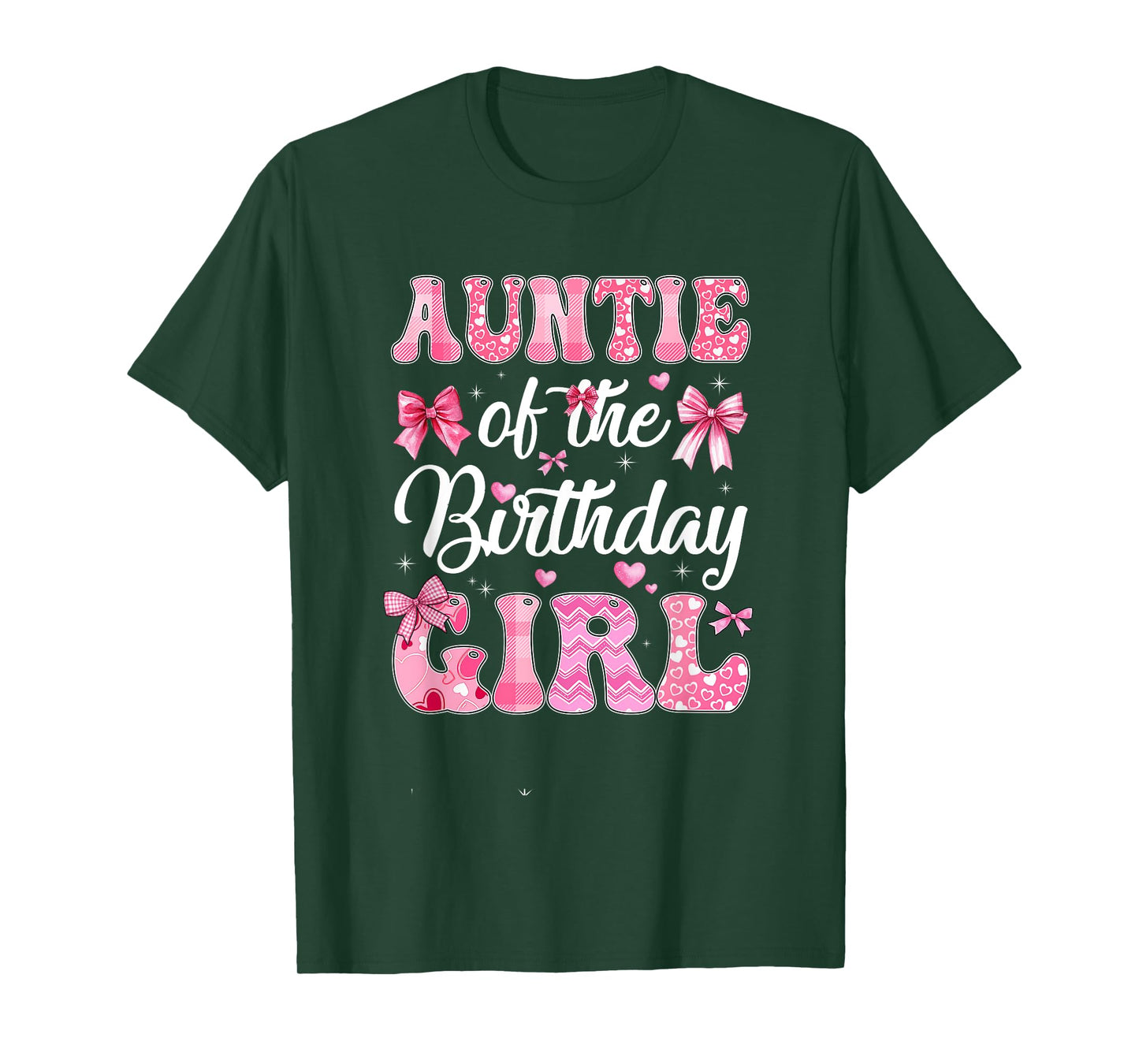 Auntie Of The Birthday Girl Family Pink Coquette Bow T-Shirt