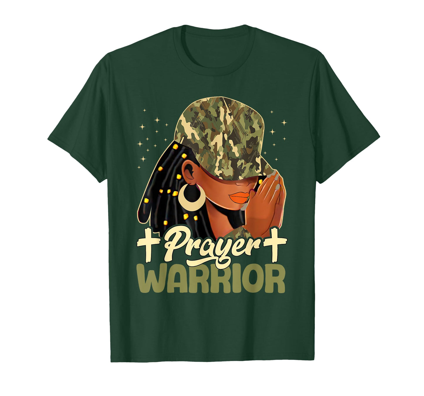 Prayer Warrior Locs Christian Black Woman Camo Bandana T-Shirt