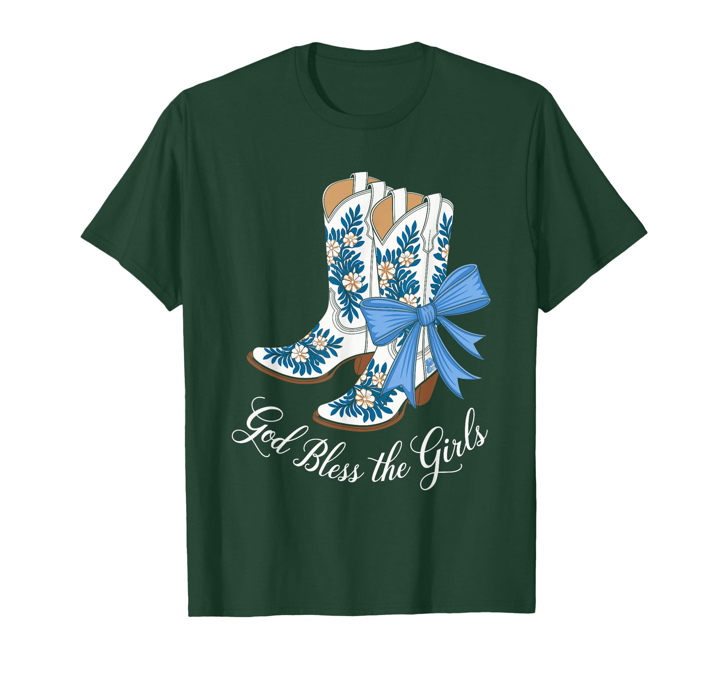 God Bless The Girls White Cowgirl Boots Western Country T-Shirt