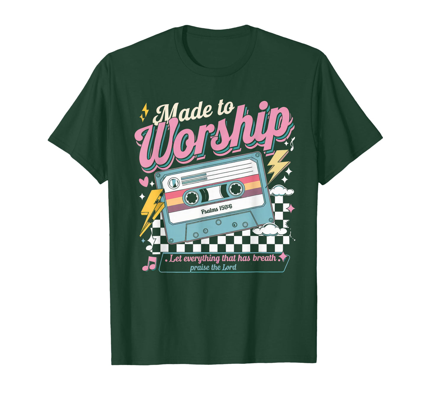 Worship Tshirt Christian Music Retro Cassette Psalms 150:6 T-Shirt