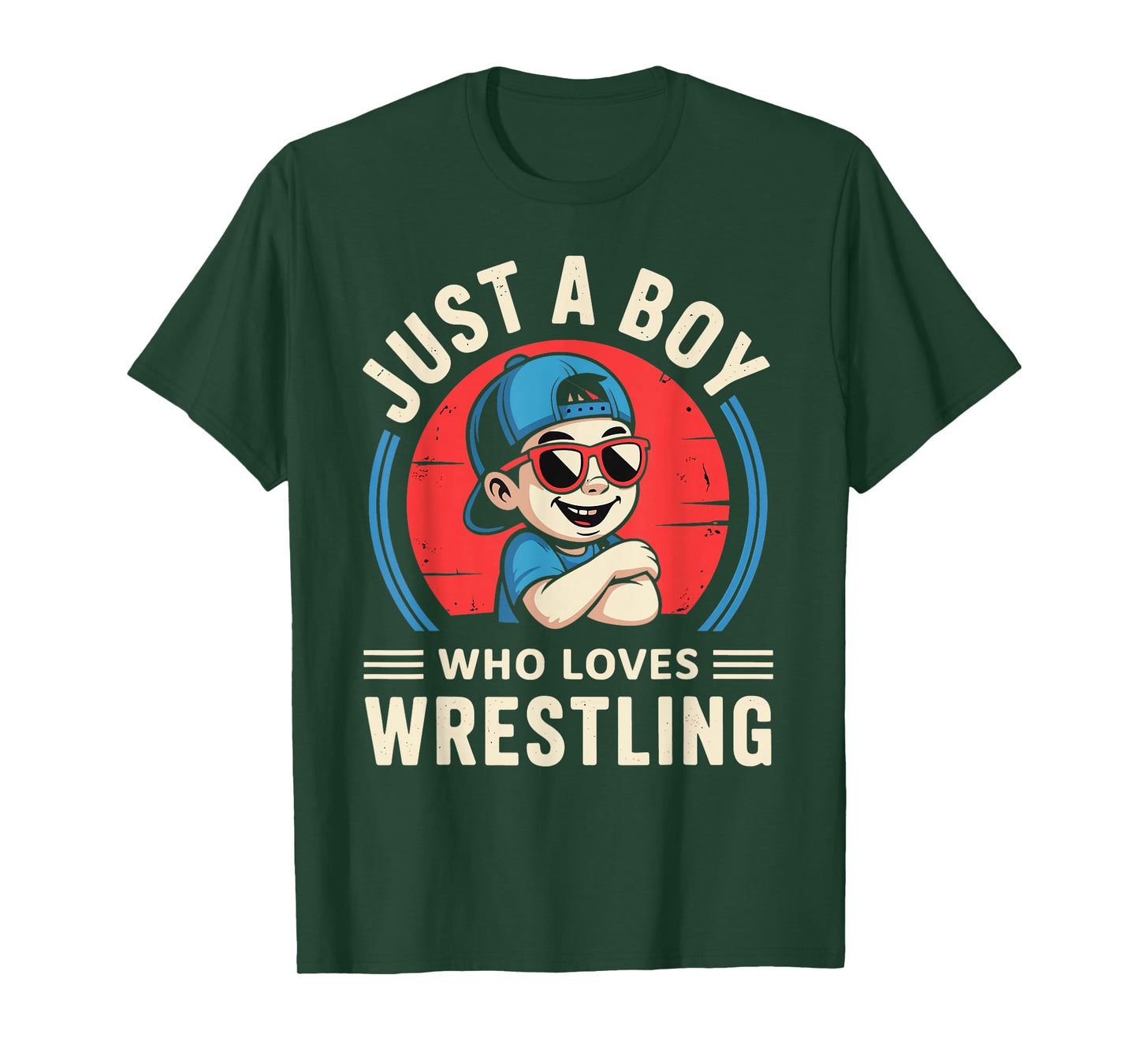 Just A Boy Who Loves Wrestling Retro Vintage T-Shirt